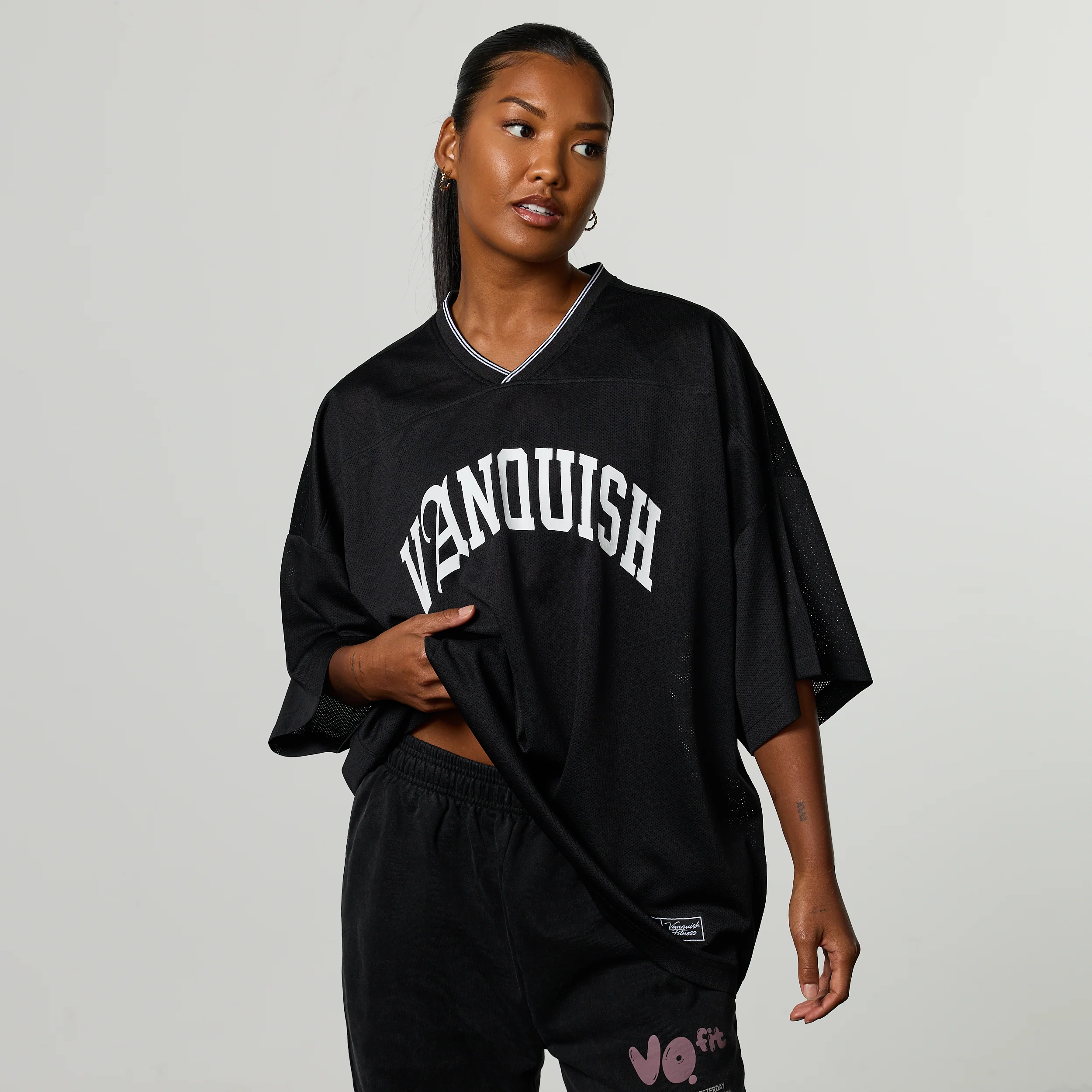 Varsity Black Oversized Boxy Football Jersey - Image 7