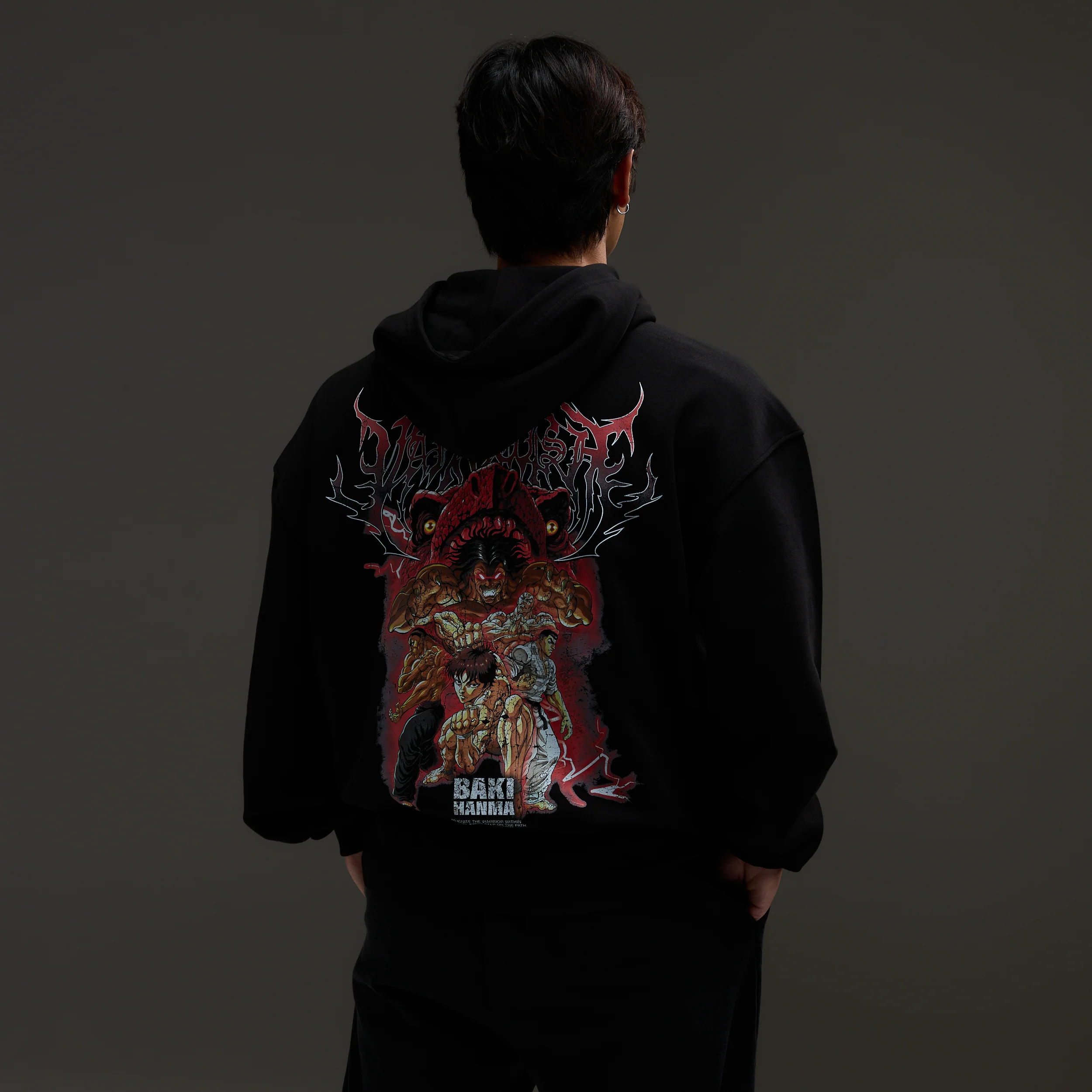 VQ x Baki: Black Boxy Oversized Hoodie - Image 2