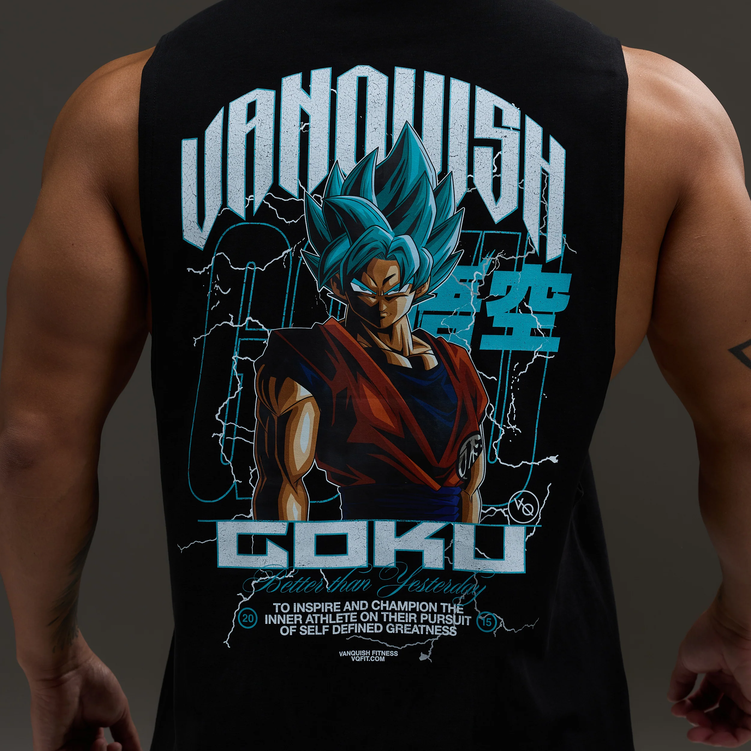 Vanquish DBS Goku SSGSS Black Oversized Sleeveless T Shirt - Image 3