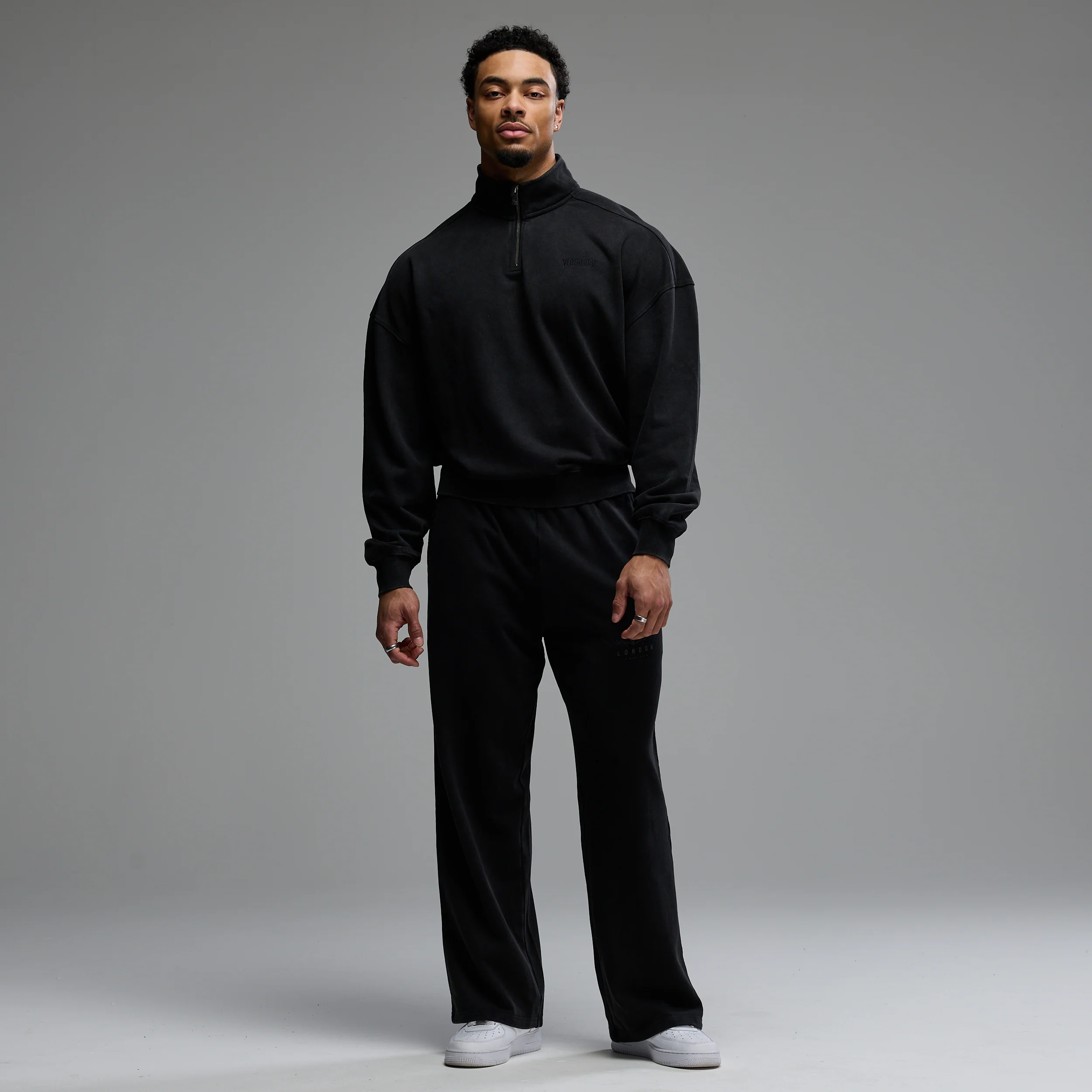 GRAFFITI WASHED BLACK STRAIGHT LEG SWEATPANTS - Image 4
