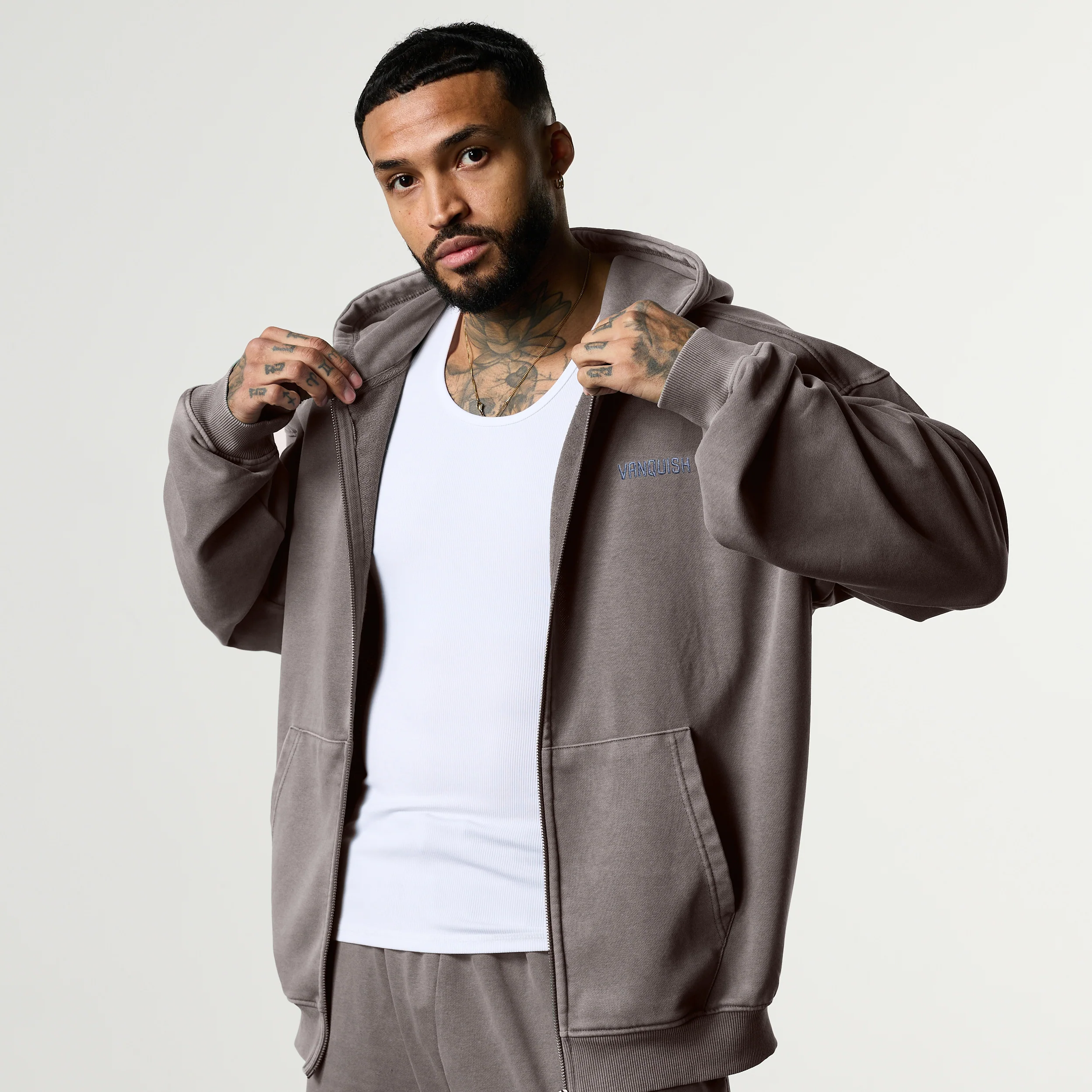 GRAFFITI WASHED MUSHROOM ZIP HOODIE - Image 4