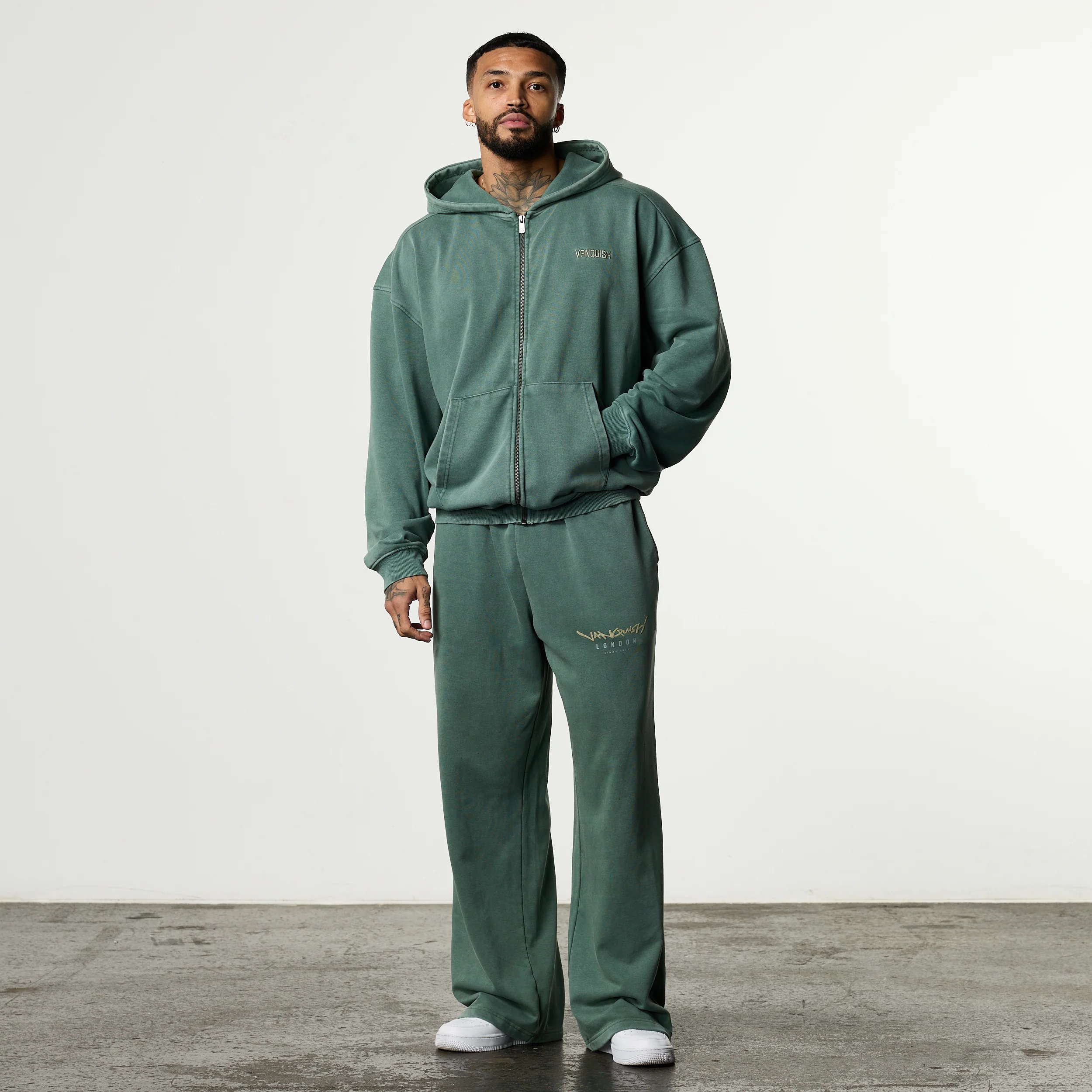 GRAFFITI WASHED SAGE ZIP HOODIE - Image 6