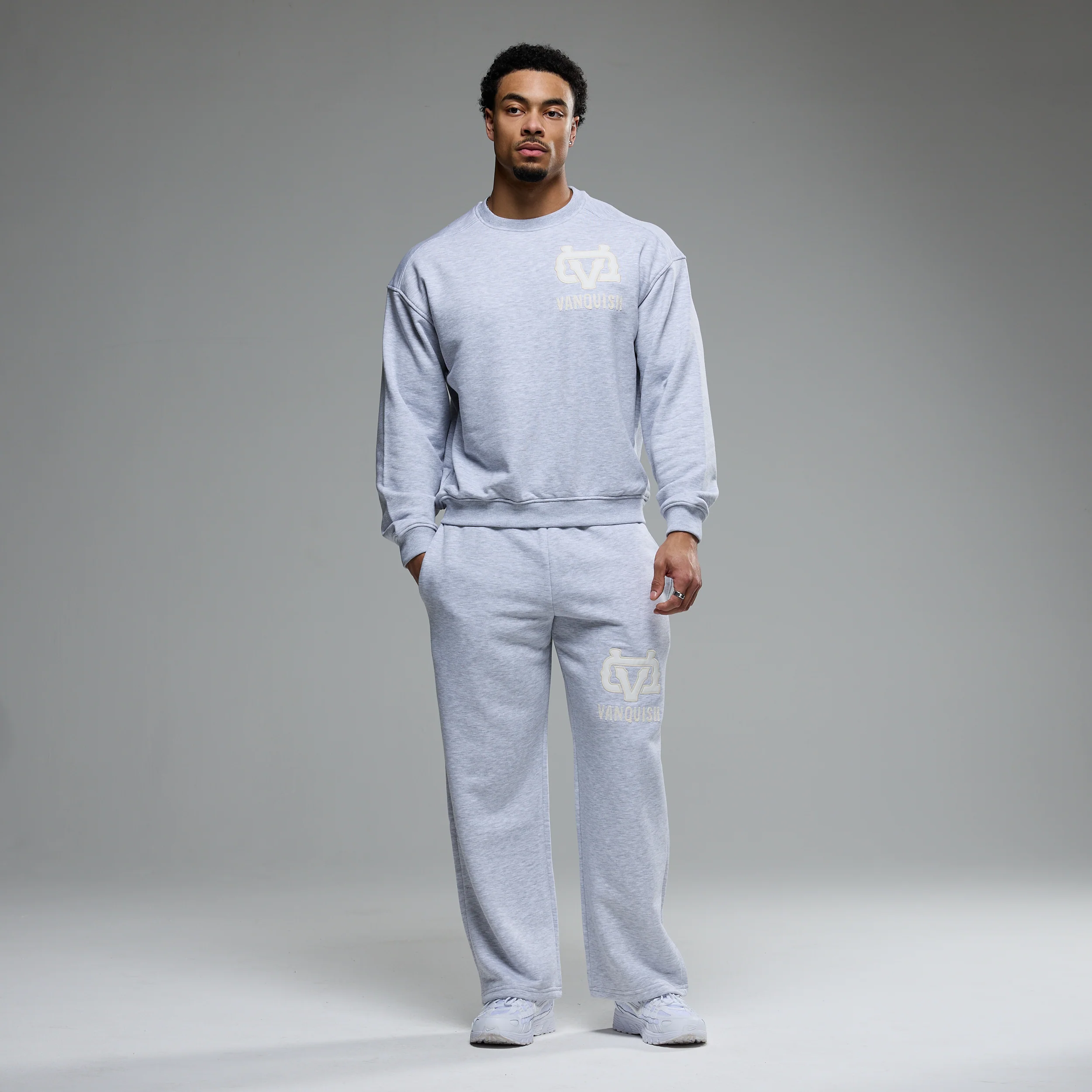 MONOGRAM GREY STRAIGHT LEG SWEATPANTS - Image 4