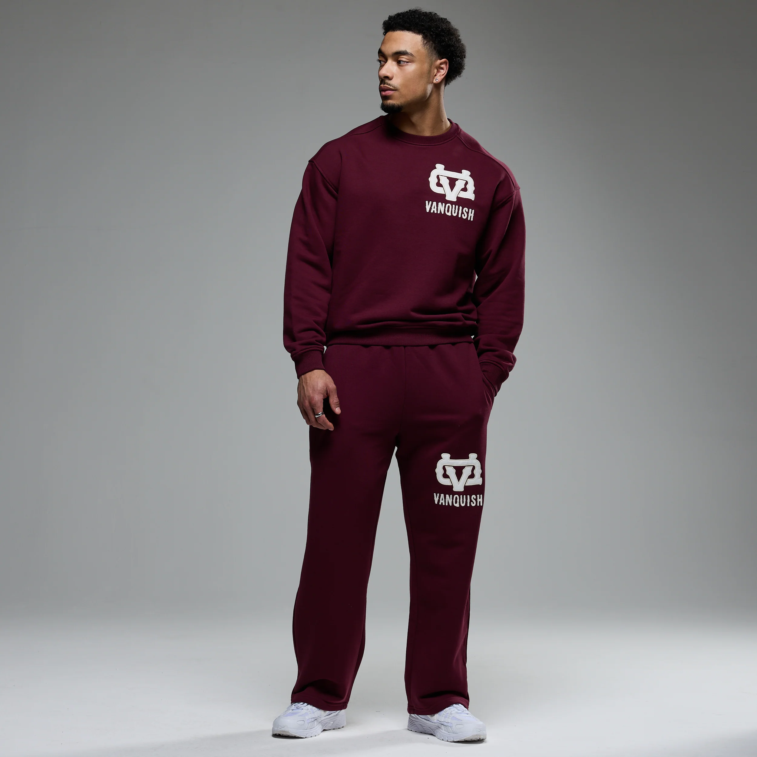 MONOGRAM OXBLOOD RED STRAIGHT LEG SWEATPANTS - Image 4