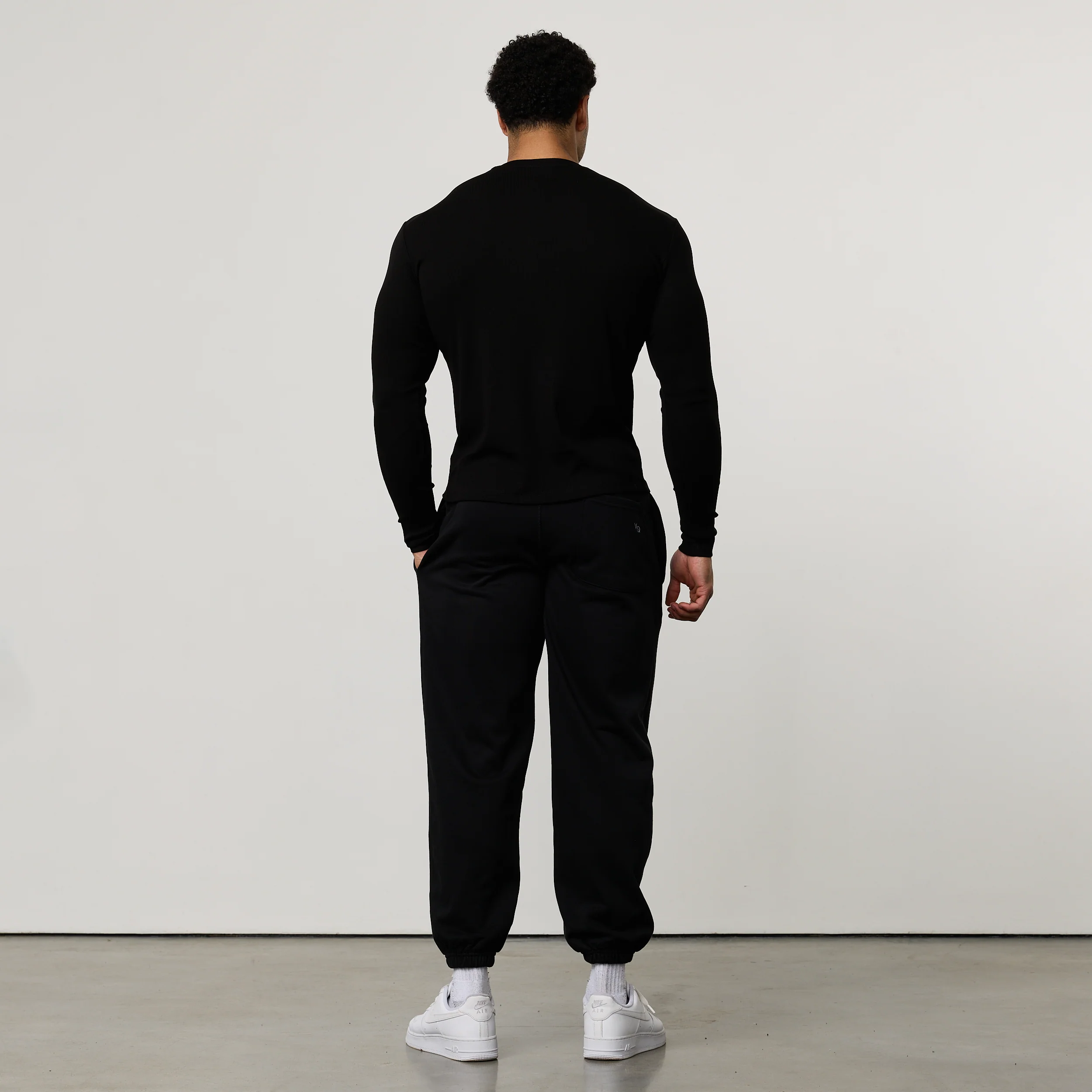 MONOGRAM RIB BLACK SLIM FIT LONG SLEEVE T SHIRT - Image 5