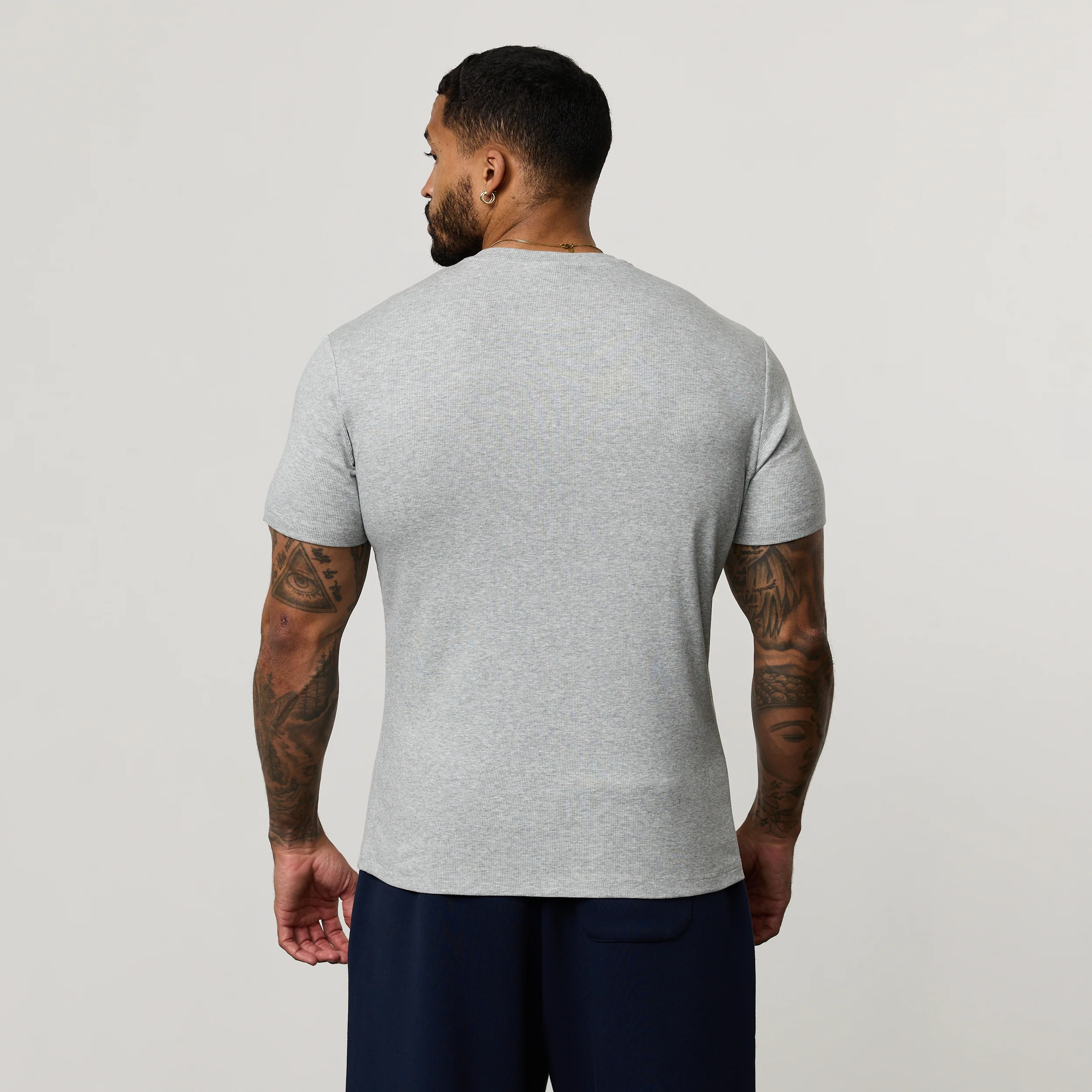 MONOGRAM RIB GREY MARL SLIM FIT T SHIRT - Image 2