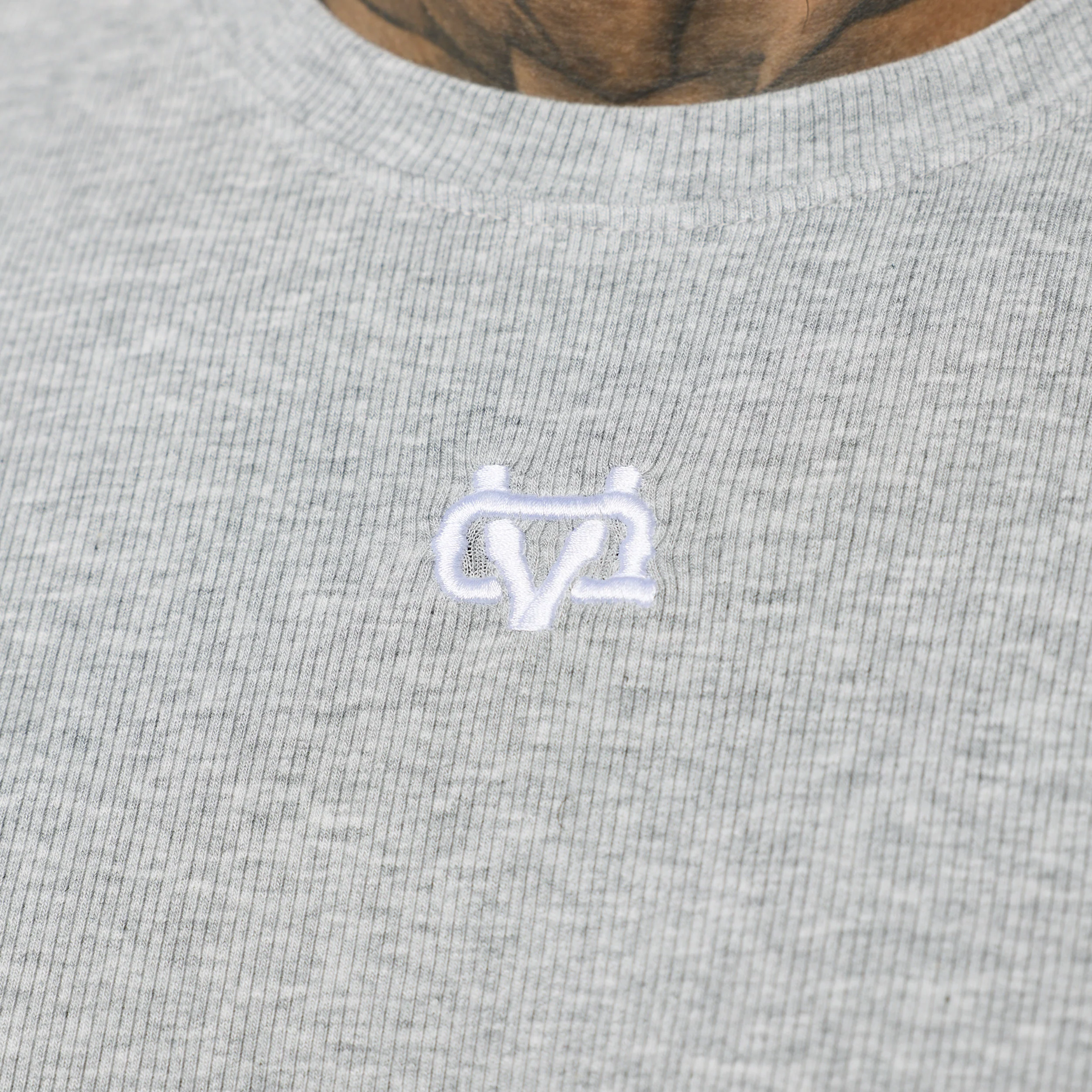 MONOGRAM RIB GREY MARL SLIM FIT T SHIRT - Image 3