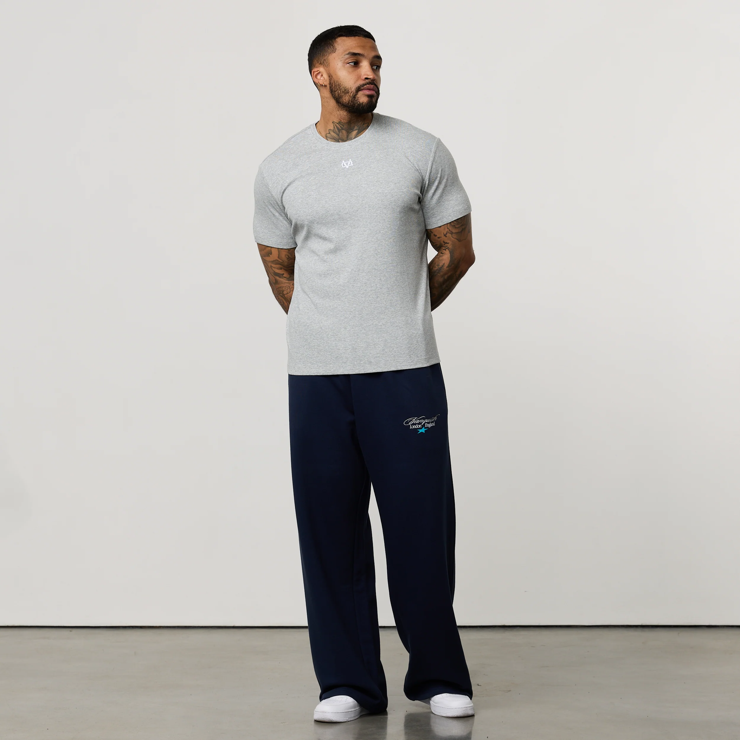 MONOGRAM RIB GREY MARL SLIM FIT T SHIRT - Image 4