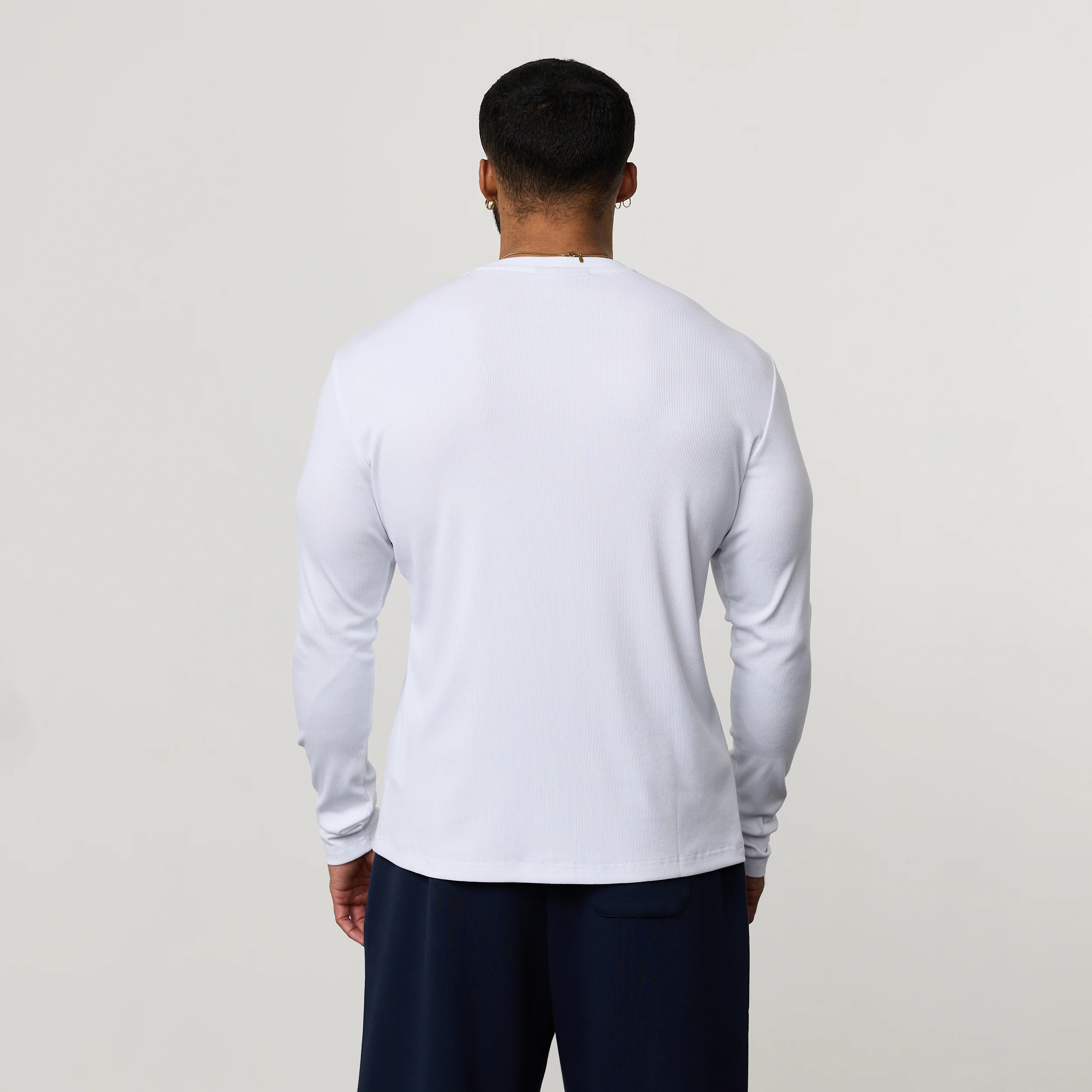 MONOGRAM RIB WHITE SLIM FIT LONG SLEEVE T SHIRT - Image 2