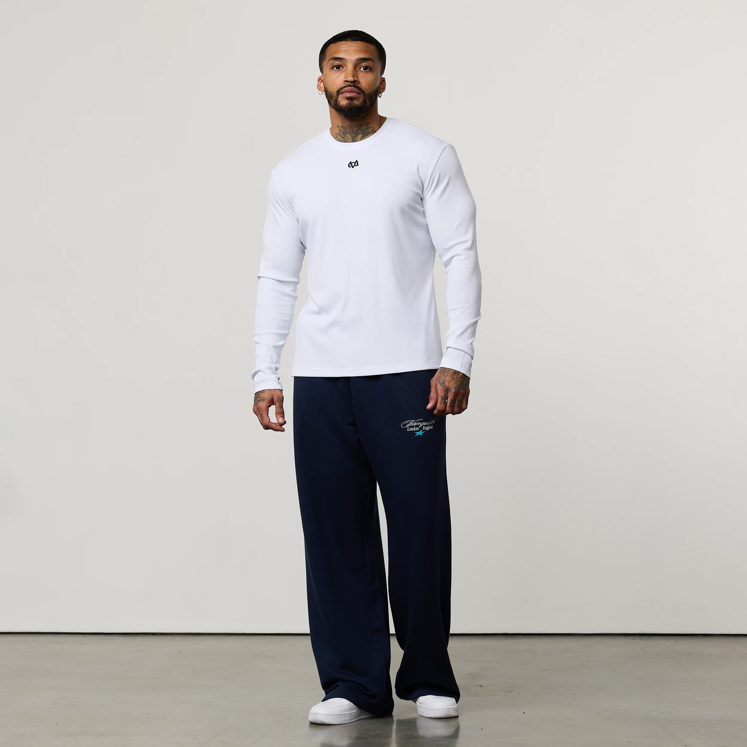 MONOGRAM RIB WHITE SLIM FIT LONG SLEEVE T SHIRT - Image 4