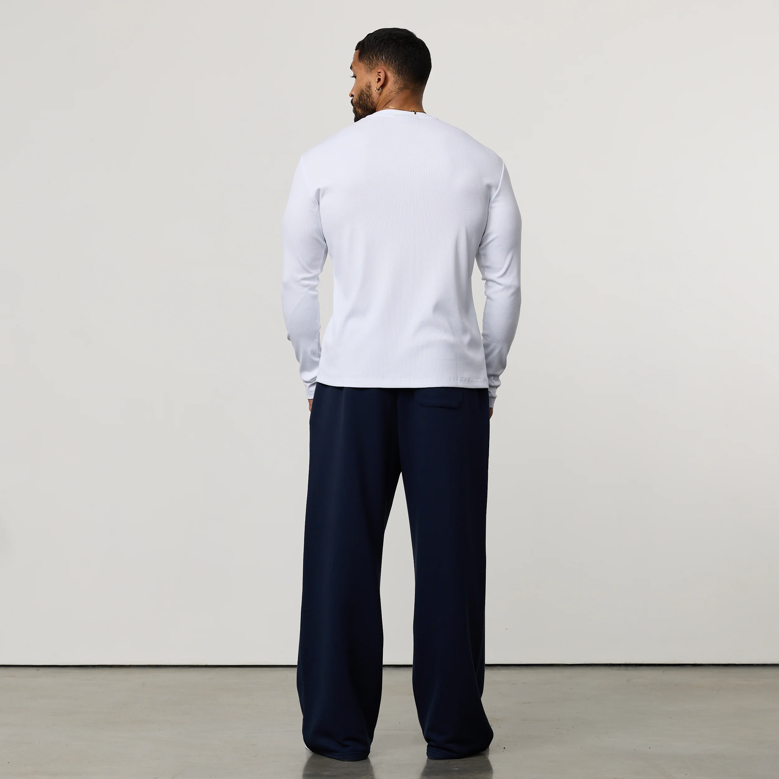 MONOGRAM RIB WHITE SLIM FIT LONG SLEEVE T SHIRT - Image 5
