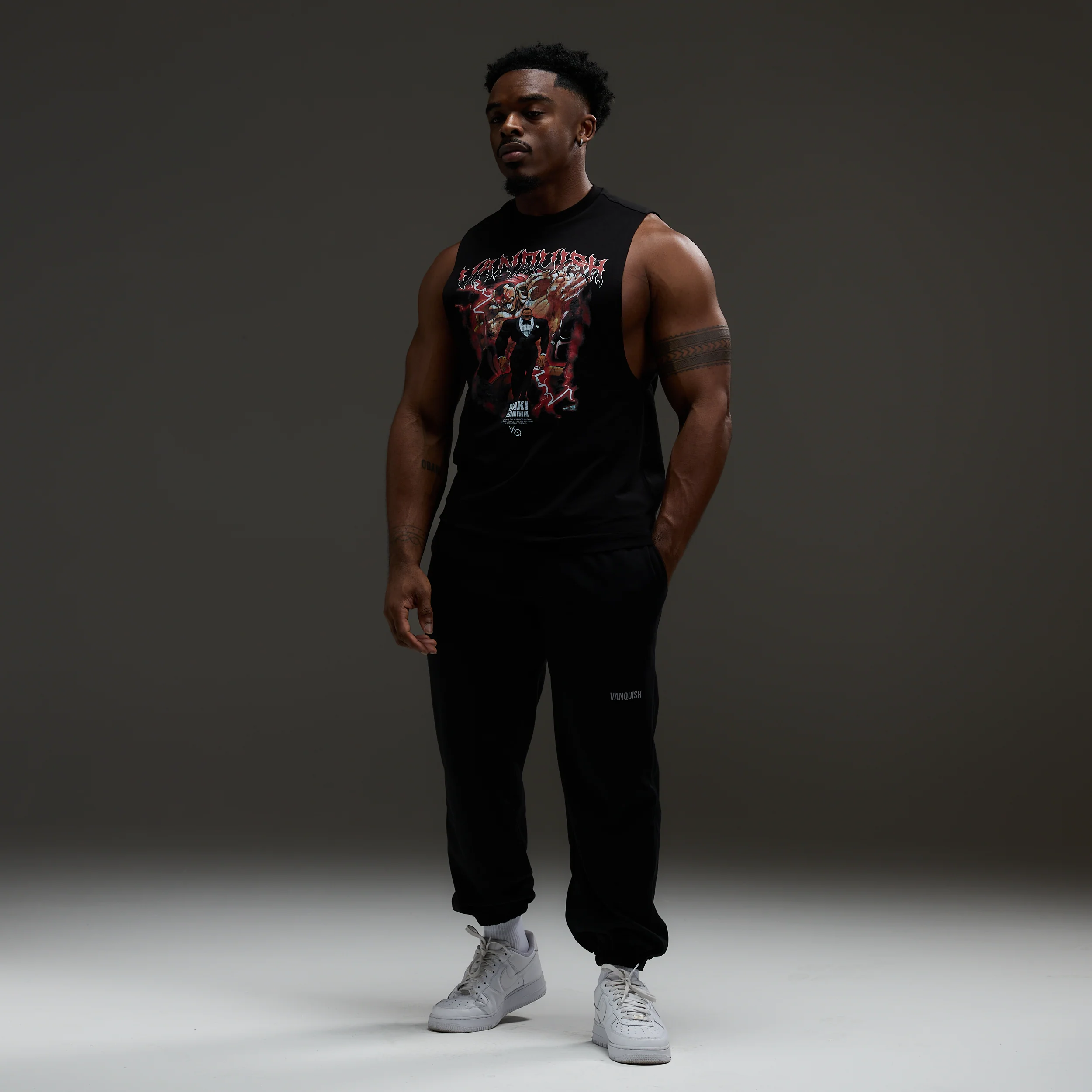 VQ x Baki: Black Oliva Sleeveless T Shirt - Image 4