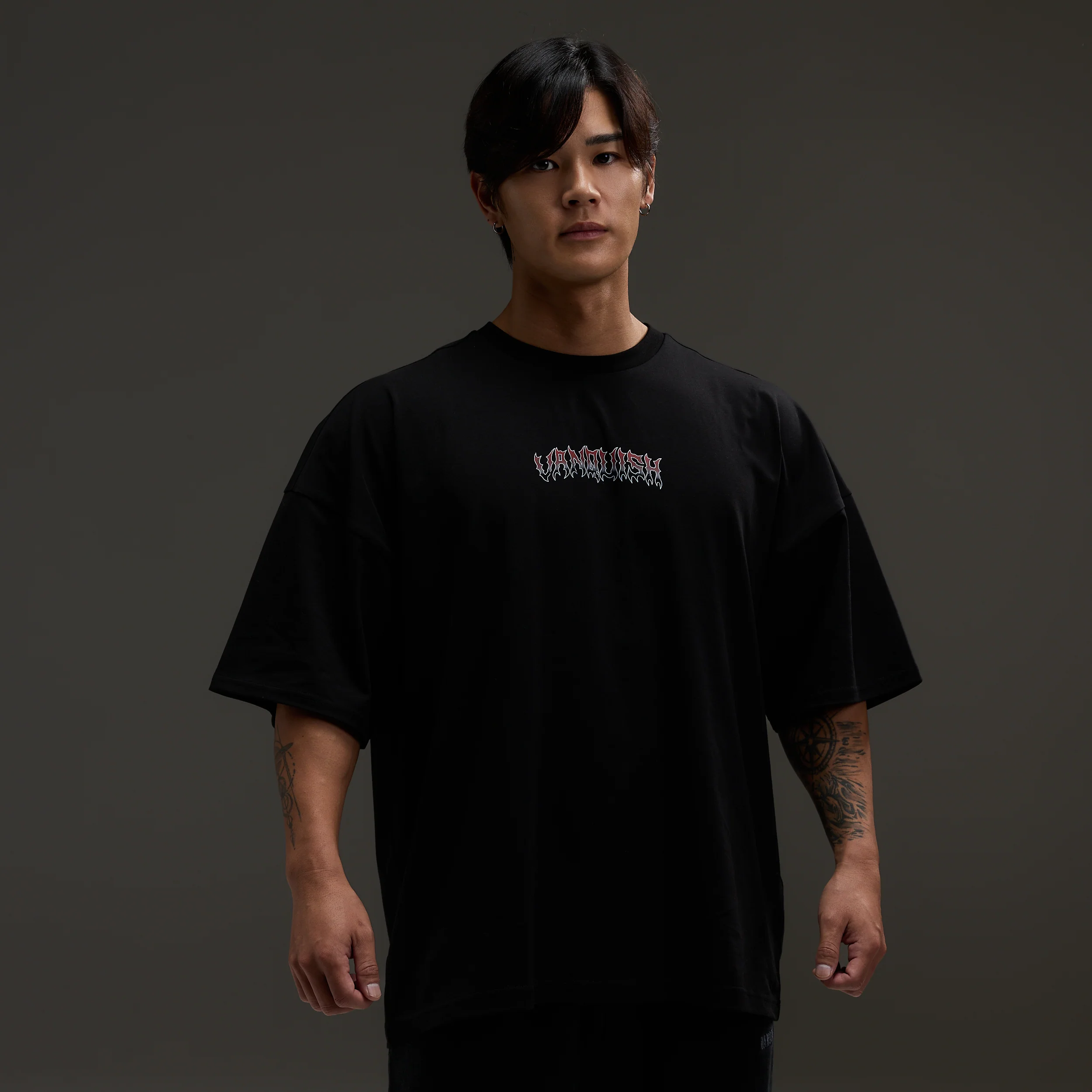 VQ x Baki: Black Oliva Boxy Oversized T Shirt - Image 3