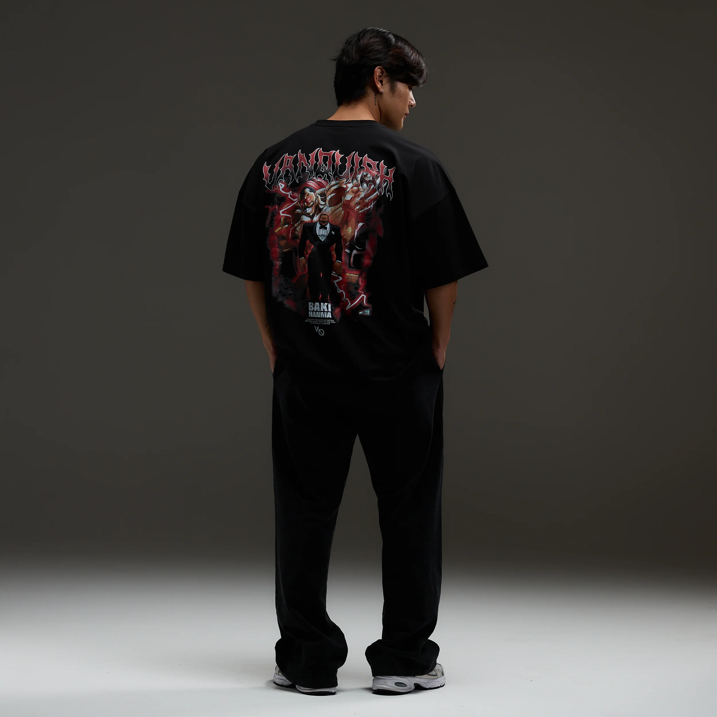 VQ x Baki: Black Oliva Boxy Oversized T Shirt - Image 5