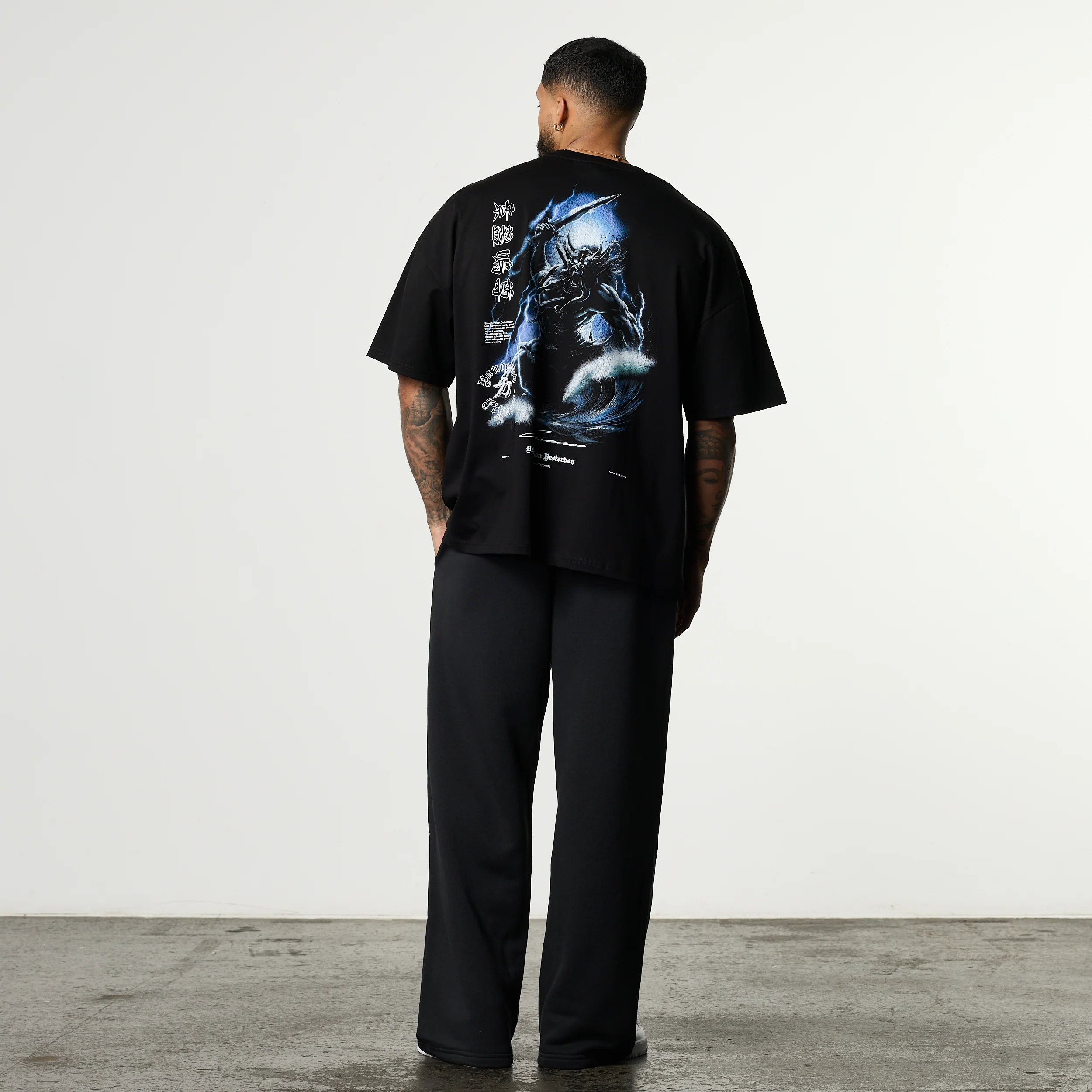 SHINTO GODS SCRIPT BLACK STRAIGHT LEG SWEATPANTS - Image 5