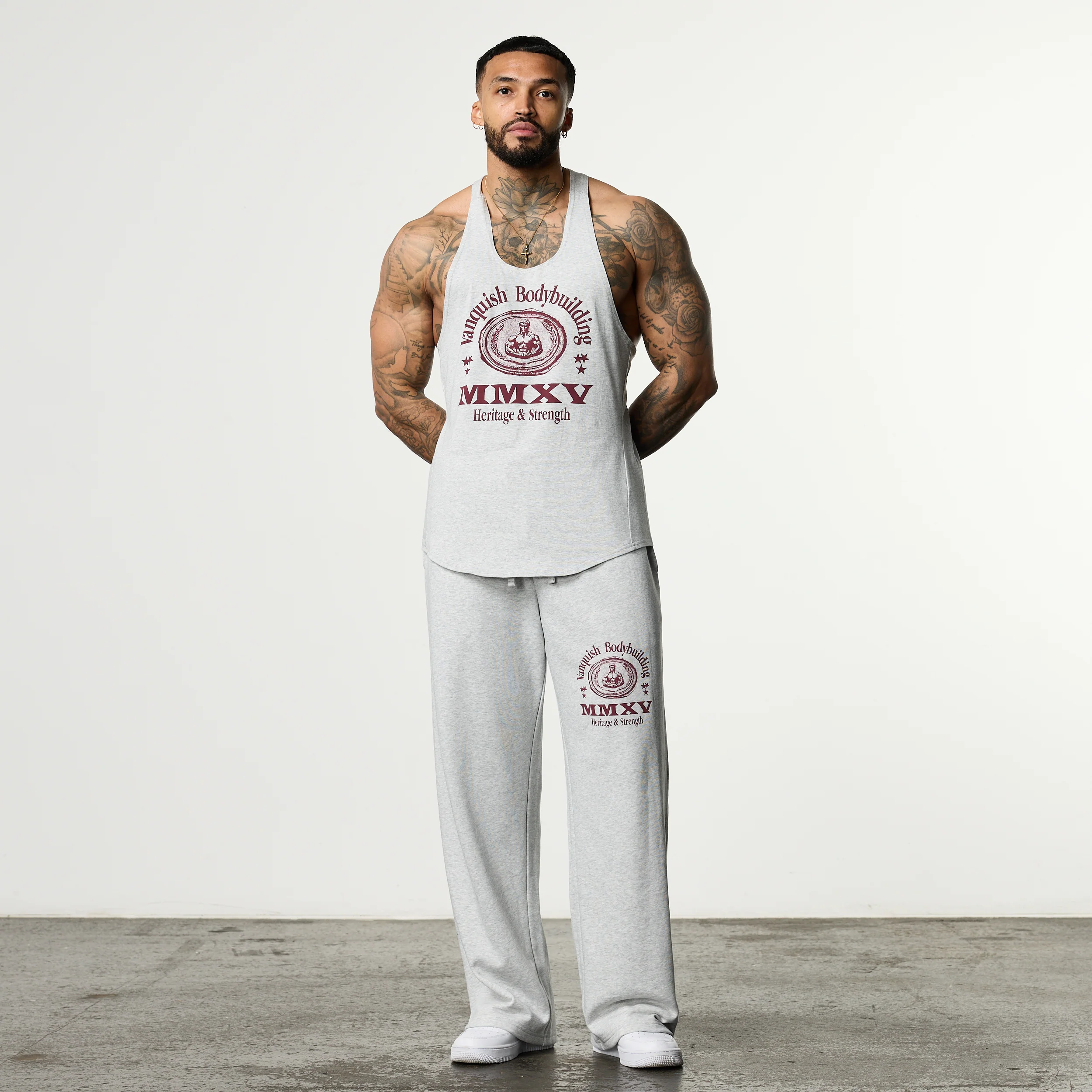 HERITAGE AND STRENGTH GREY STRAIGHT LEG SWEATPANTS - Image 4