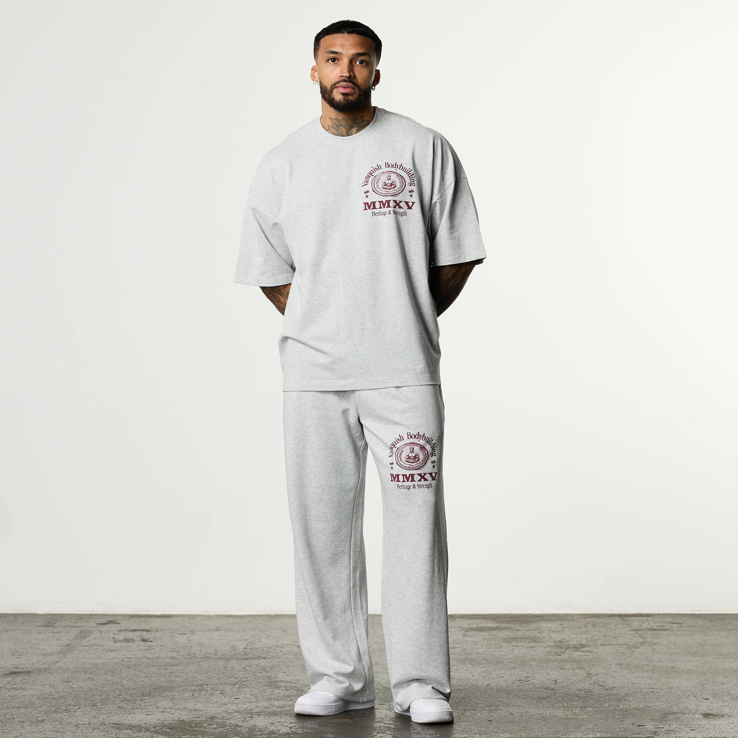 HERITAGE AND STRENGTH GREY BOXY OVERSIZED T SHIRT - Image 4