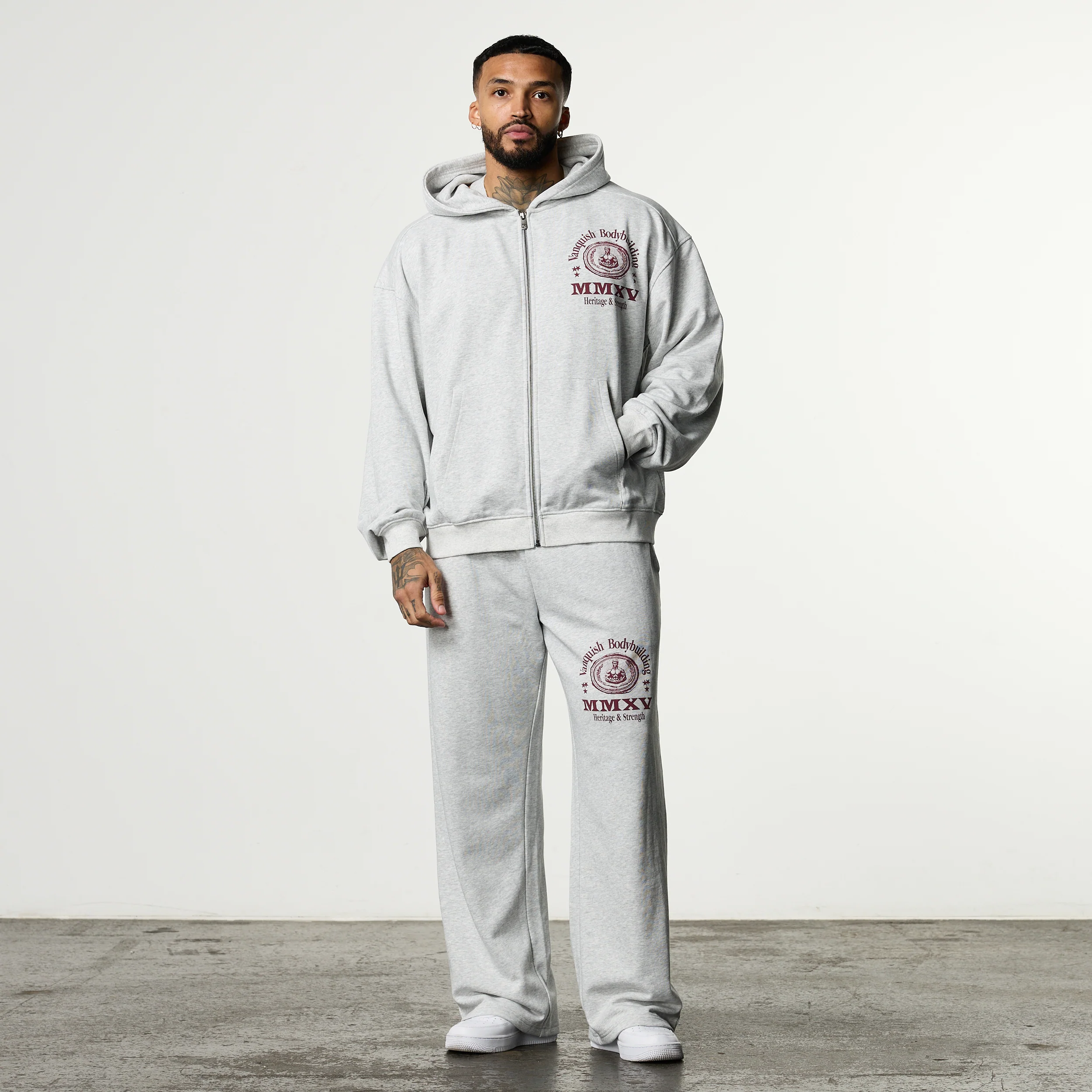 HERITAGE AND STRENGTH GREY OVERSIZED ZIP HOODIE - Image 5