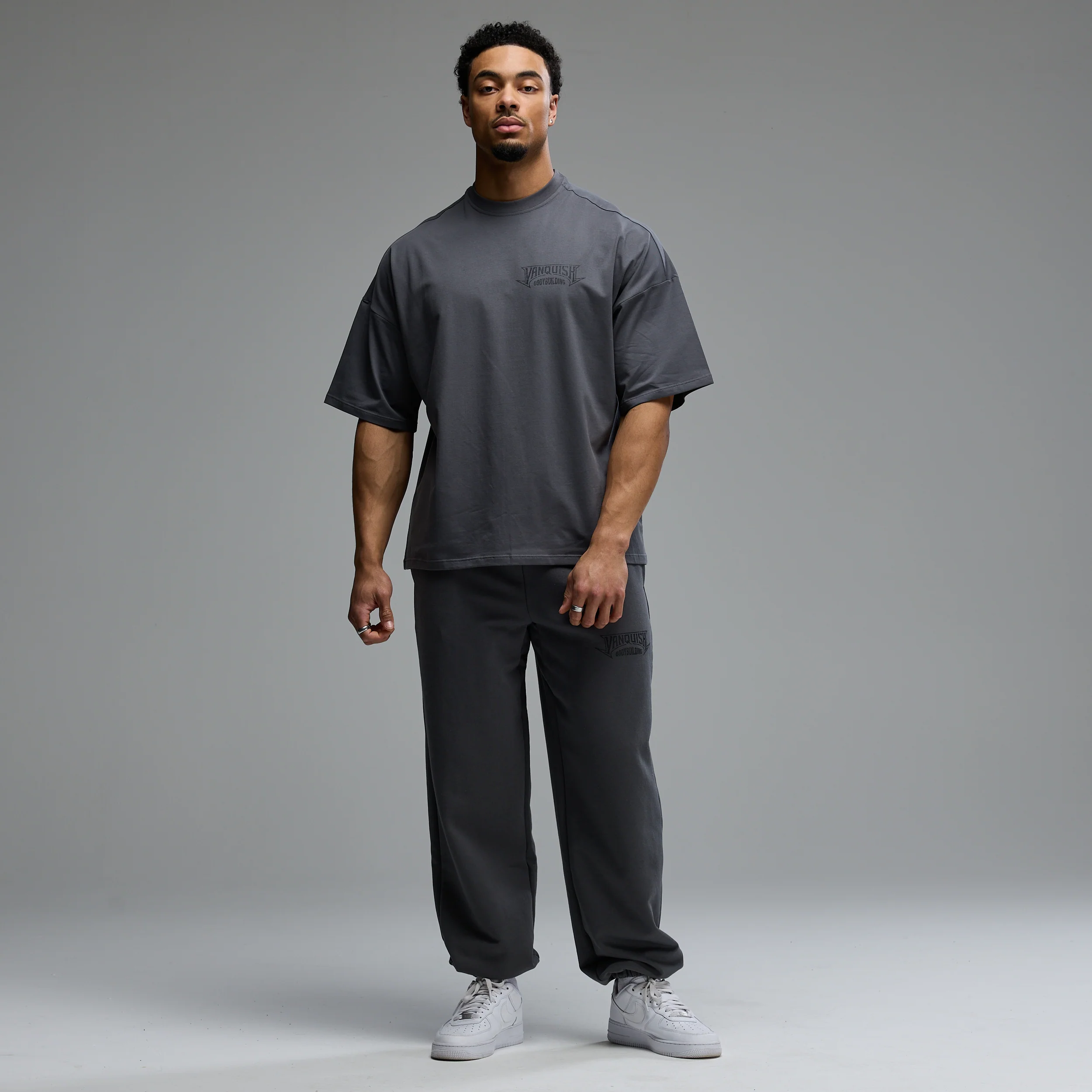 BODYBUILDING EMBLEM CHARCOAL OVERSIZED BOXY T SHIRT - Image 5