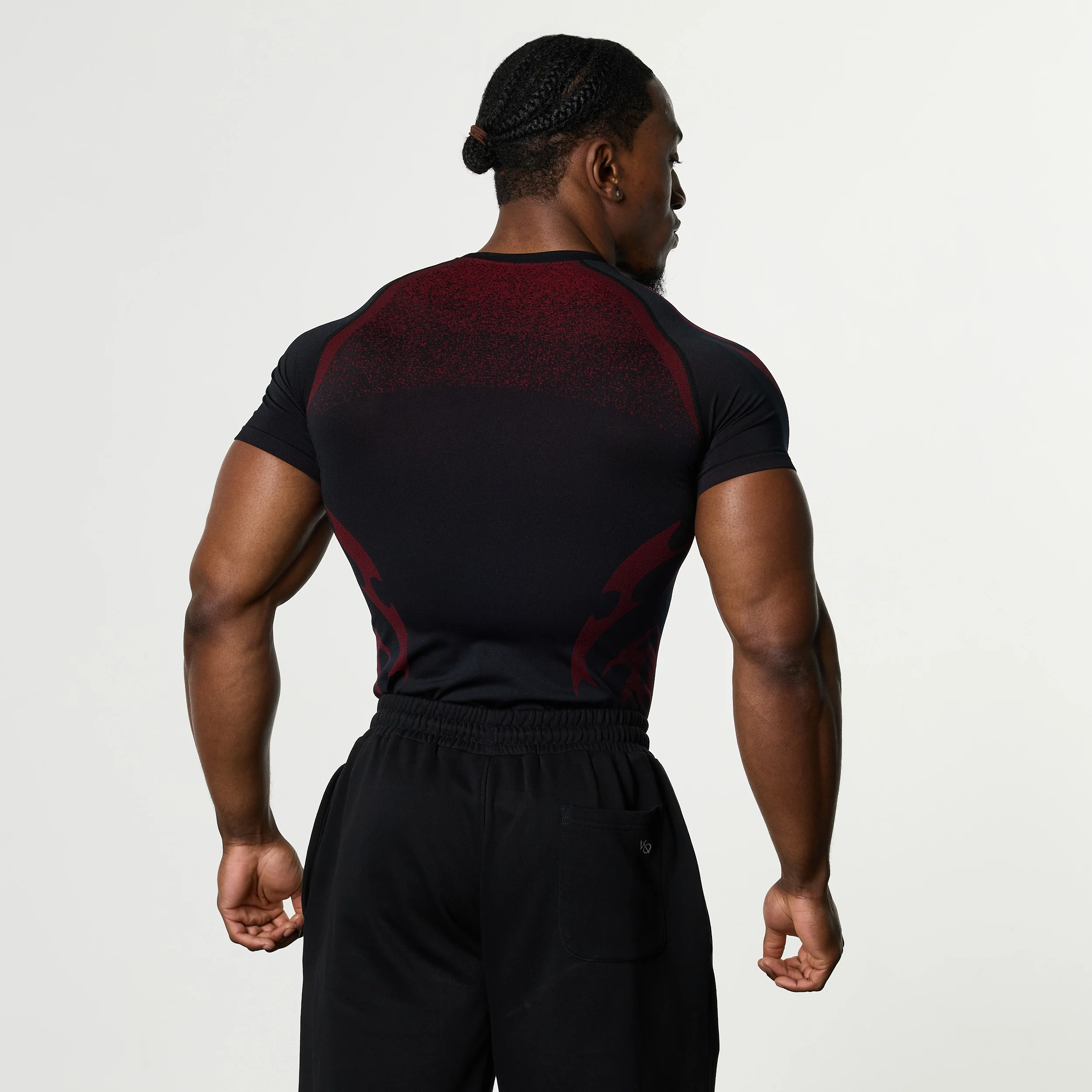 TRIBAL COMPRESSION BLACK AND RED SHORT SLEEVE T SHIRT - Image 3