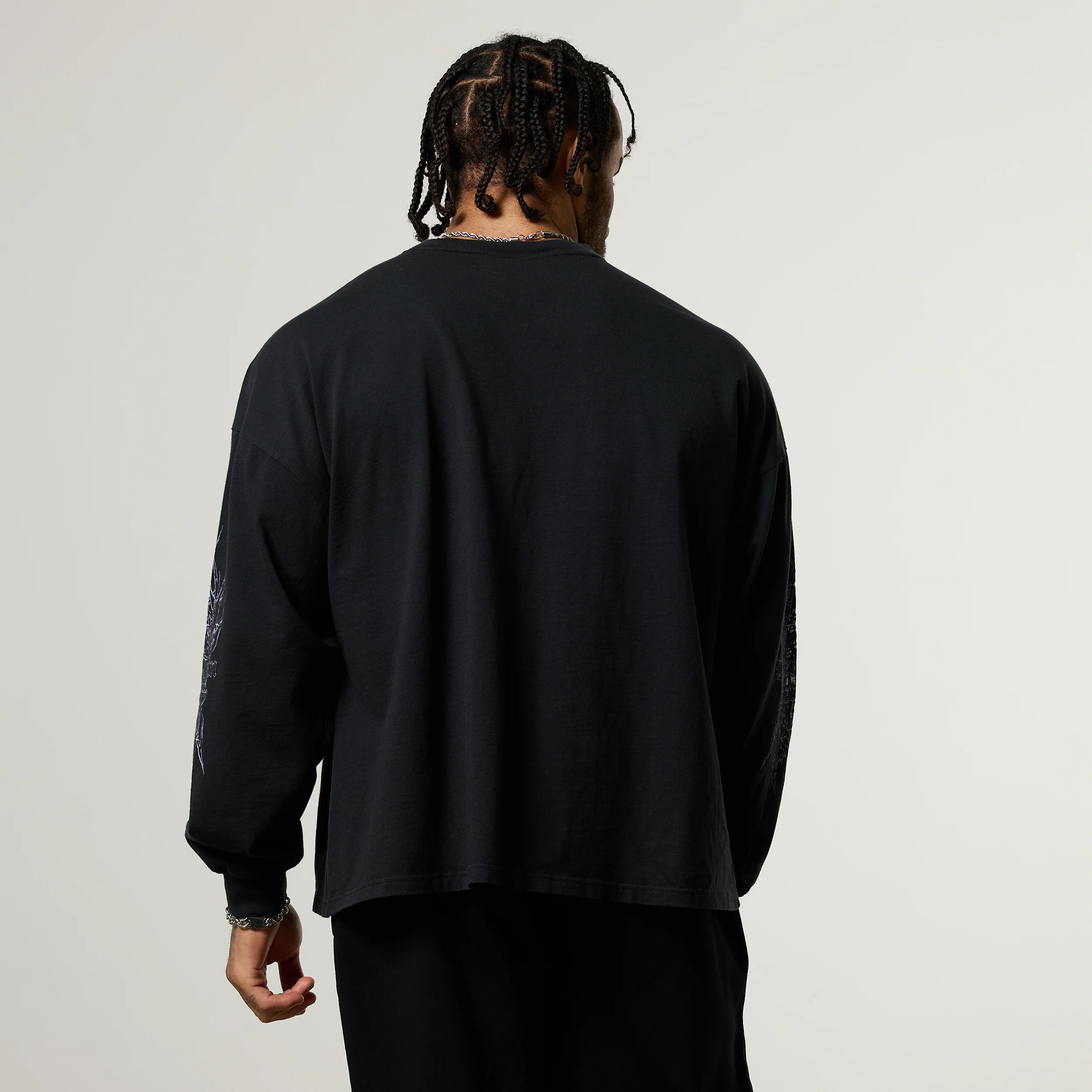 Vanquish Obsidian Black Angel Oversized Boxy Long Sleeve T Shirt - Image 5