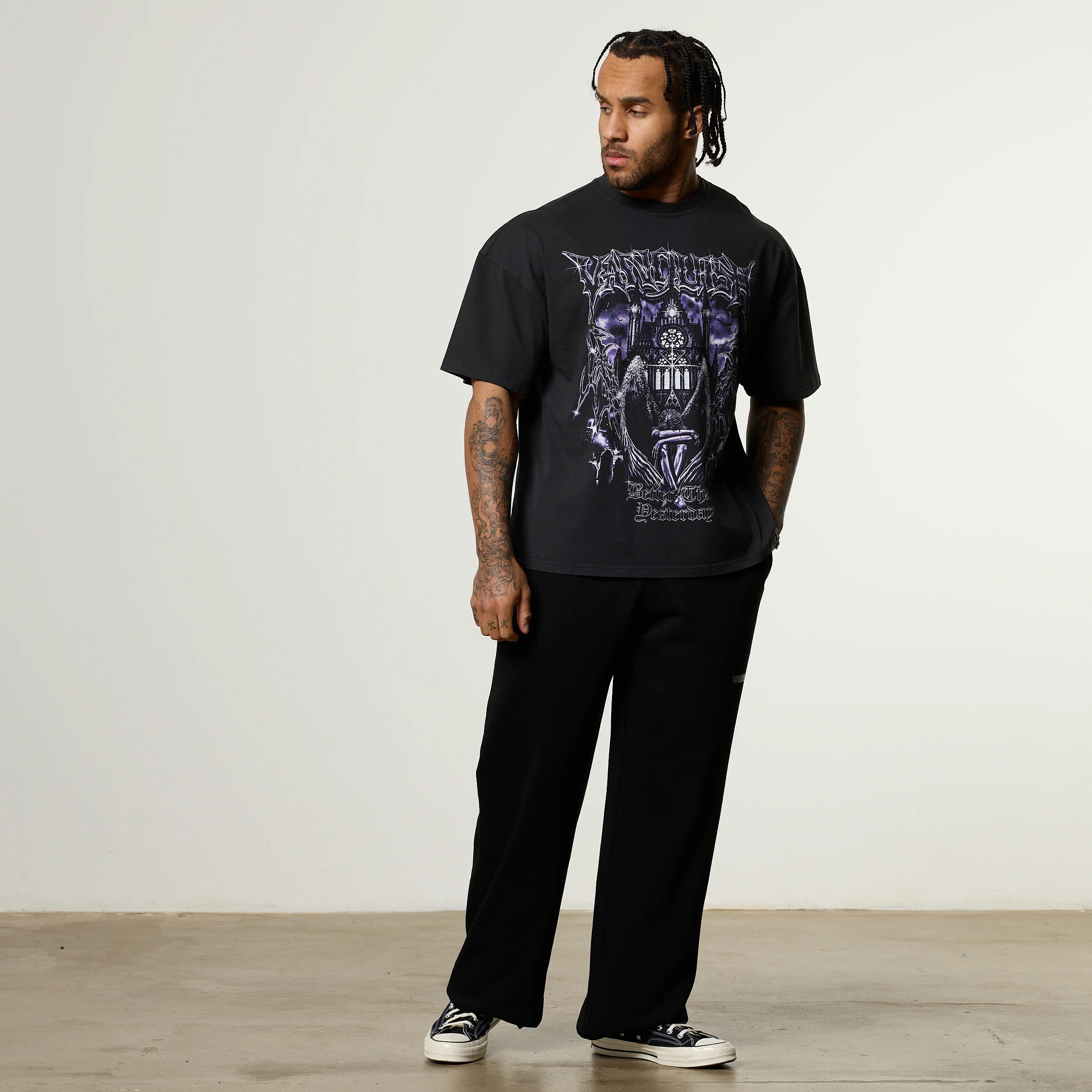 Vanquish Obsidian Black Angel Oversized Boxy T Shirt - Image 2