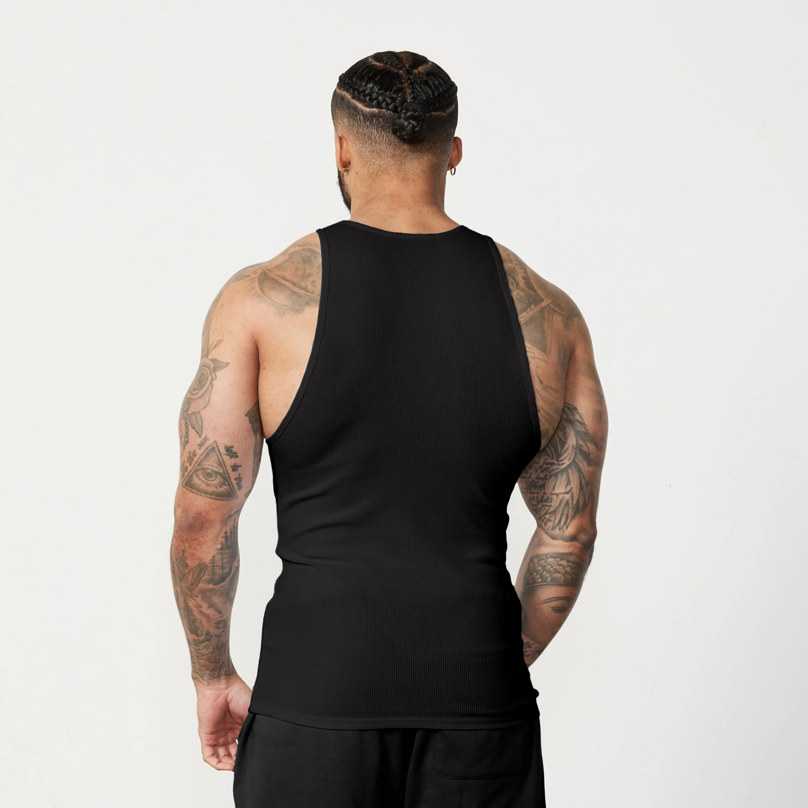 Vanquish Essential Black Ribbed Fitted Tank - Image 4