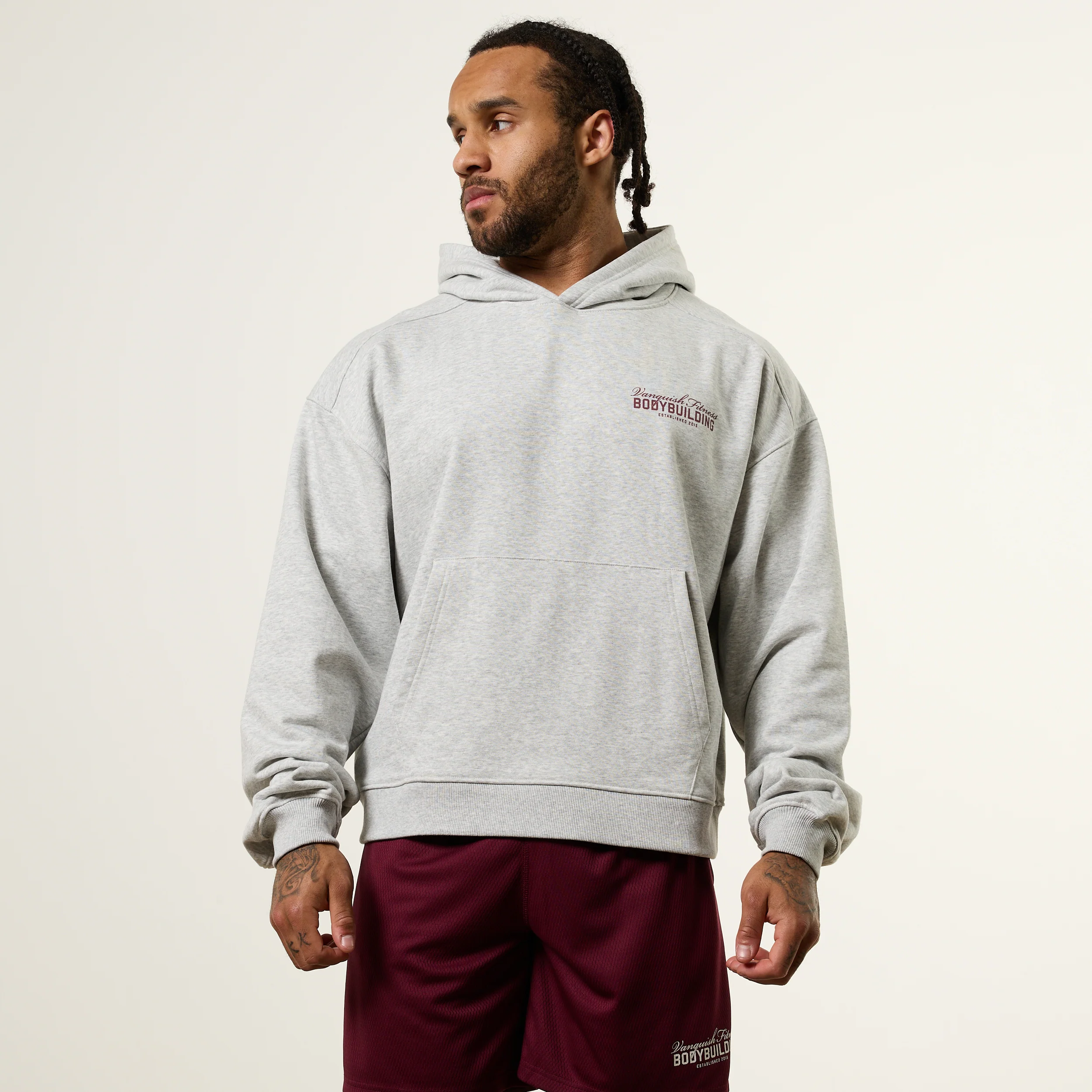Vanquish Bodybuilding Grey Oversized Boxy Pullover Hoodie - Image 3