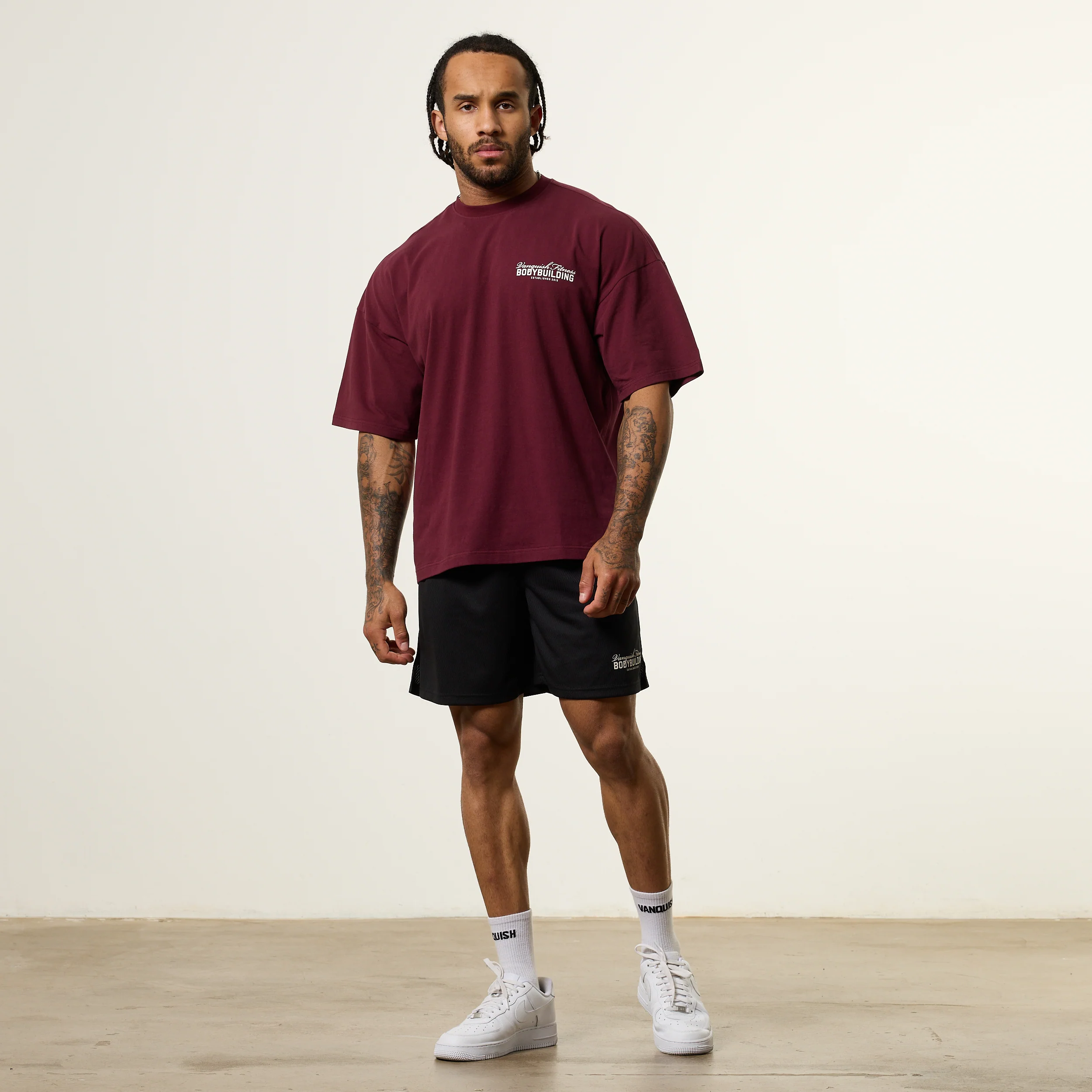 Vanquish Bodybuilding Oxblood Oversized Boxy T Shirt - Image 6
