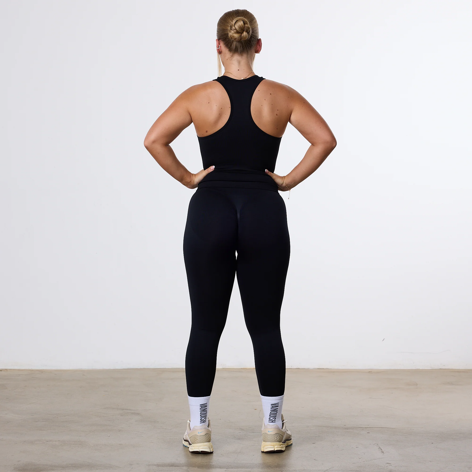 Vanquish Elevate Seamless Black Racer Back Midi Tank Top - Image 3
