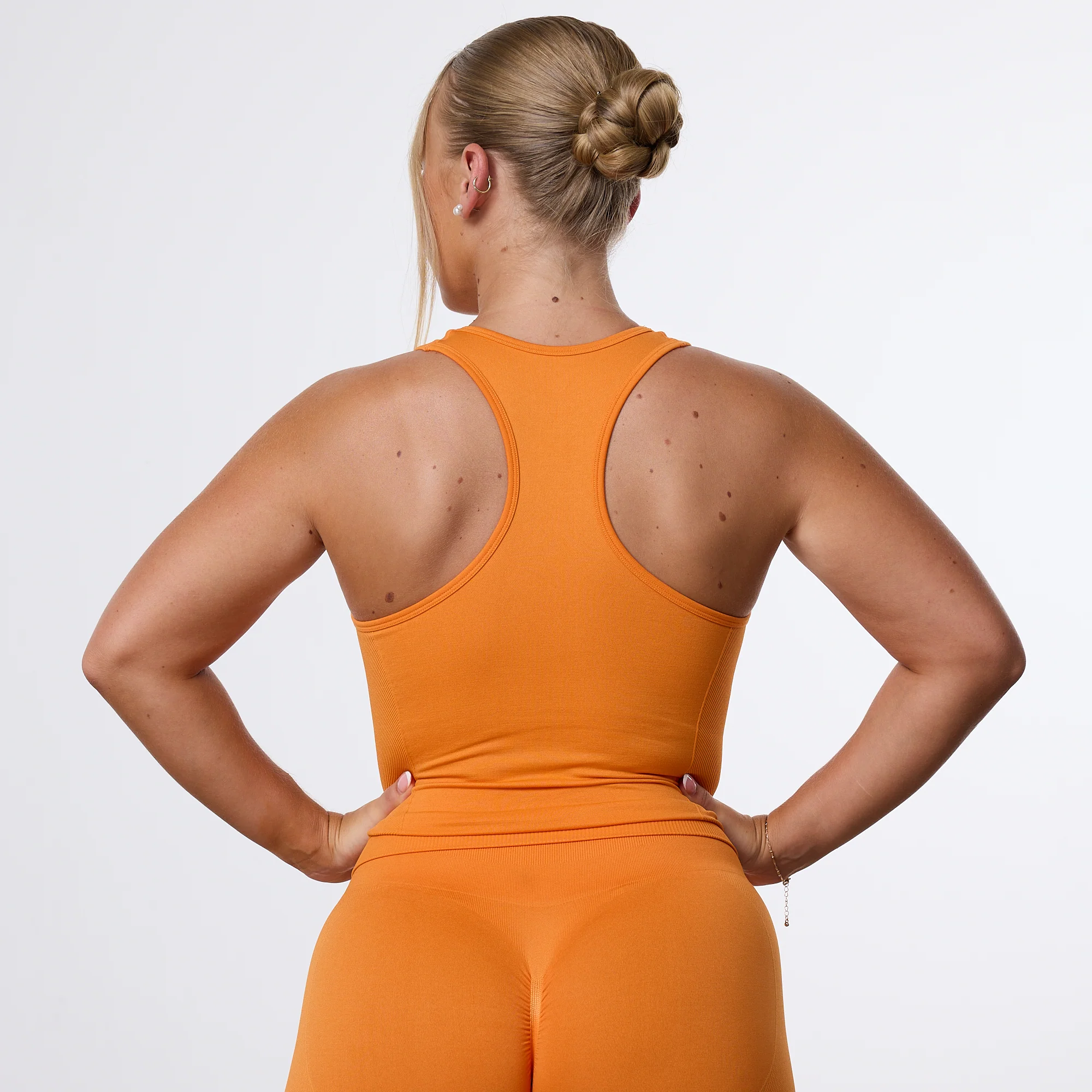 Vanquish Elevate Seamless Orange Racer Back Midi Tank Top - Image 4