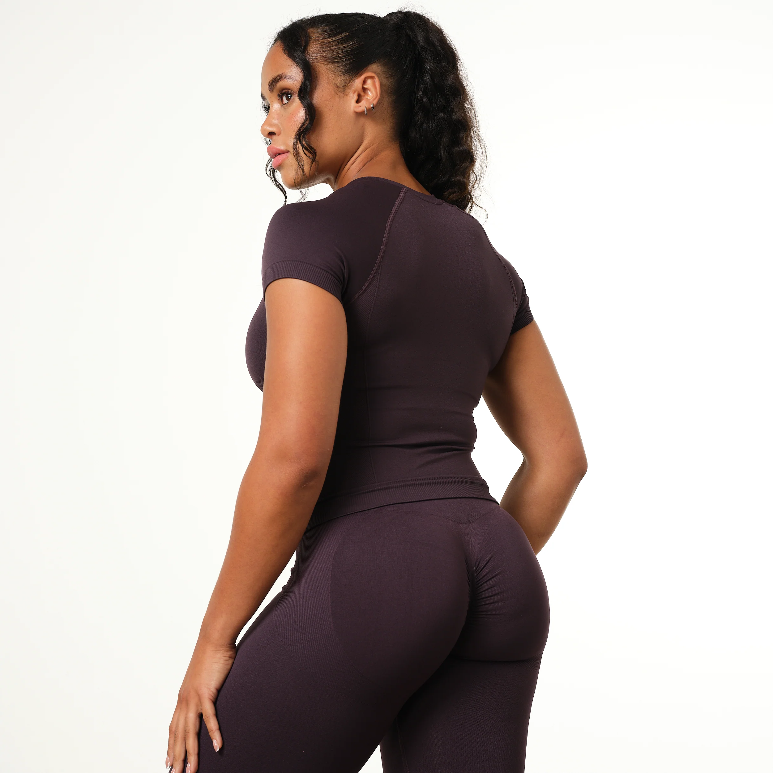 Vanquish Elevate Seamless Plum Midi Cap Sleeve T Shirt - Image 4