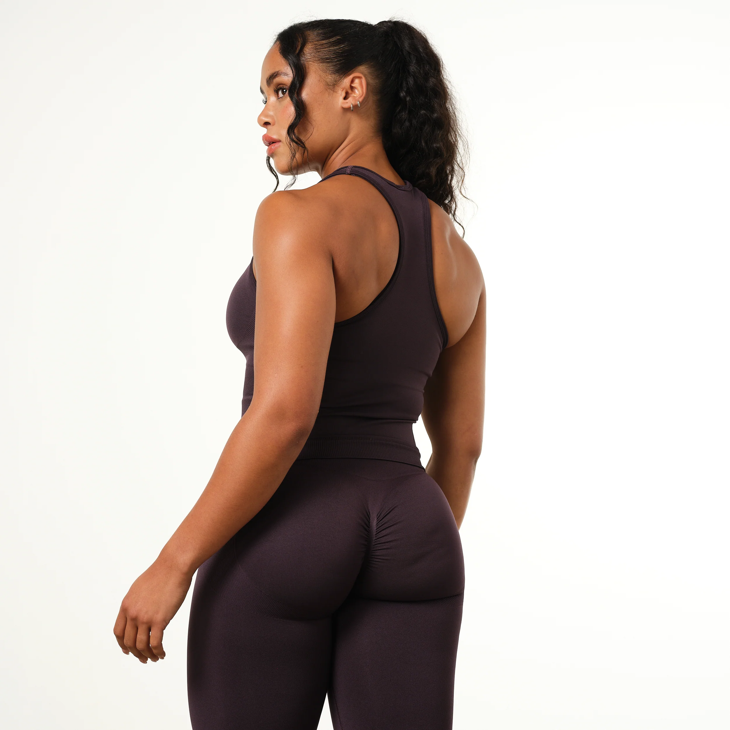 Vanquish Elevate Seamless Plum Racer Back Midi Tank Top - Image 4