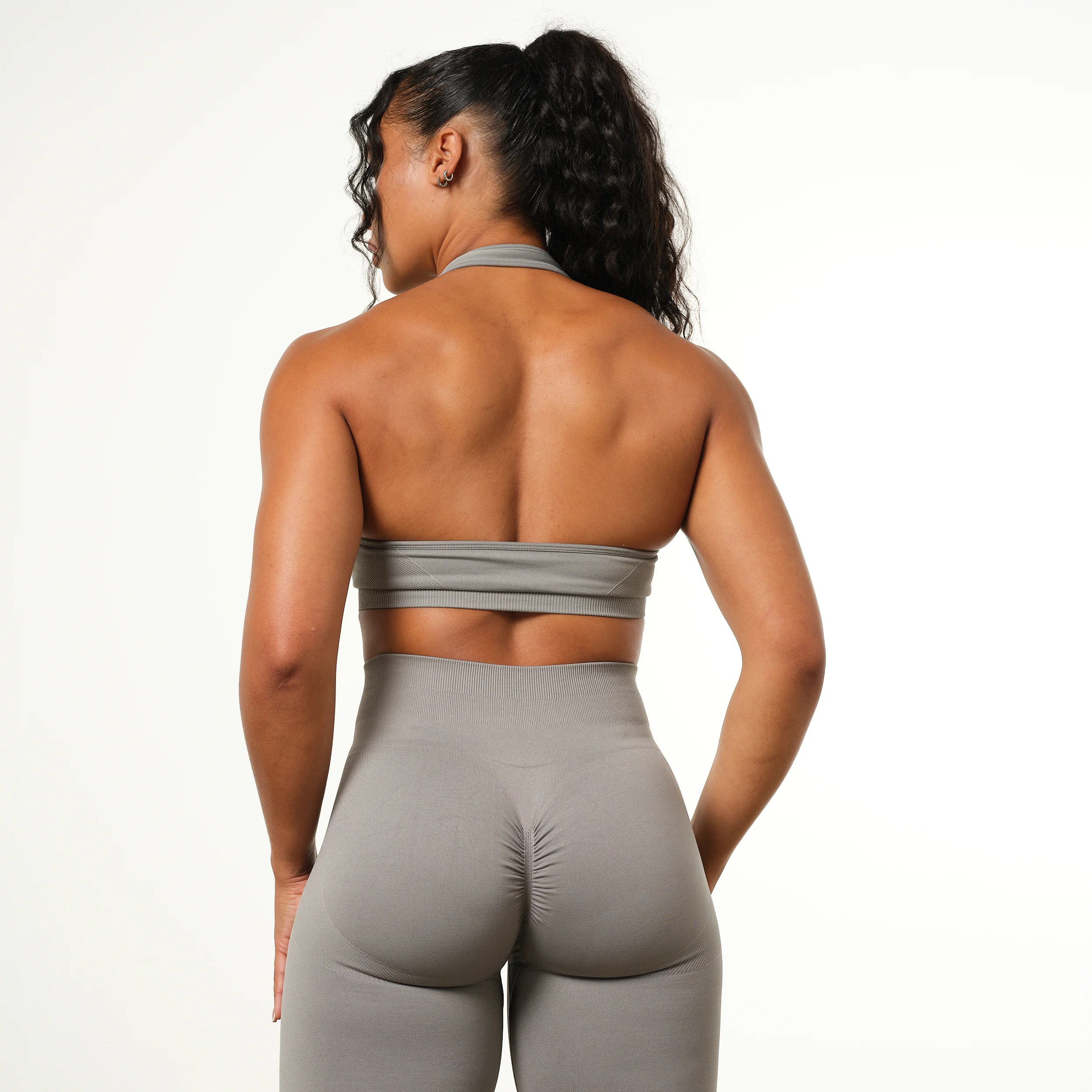 Vanquish Elevate Seamless Smoke Grey Halter Neck Bra - Image 4