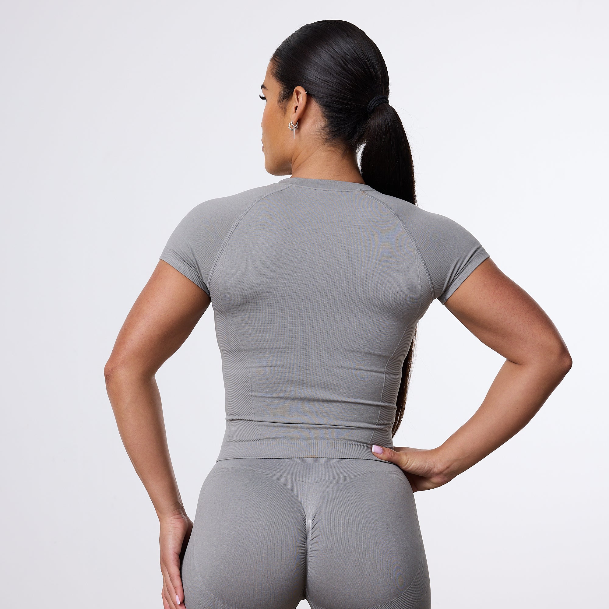 Vanquish Elevate Seamless Smoke Grey Midi Cap Sleeve T Shirt - Image 4