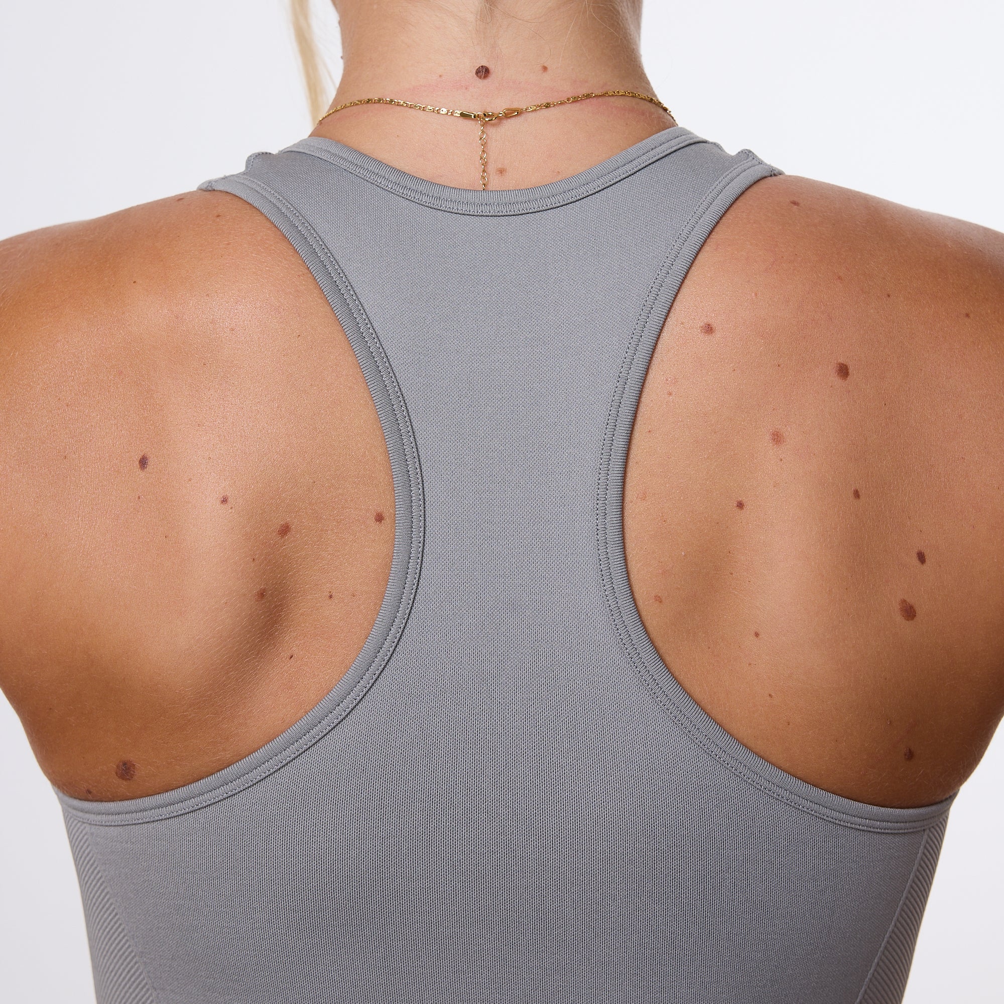Vanquish Elevate Seamless Smoke Grey Racer Back Midi Tank Top - Image 5