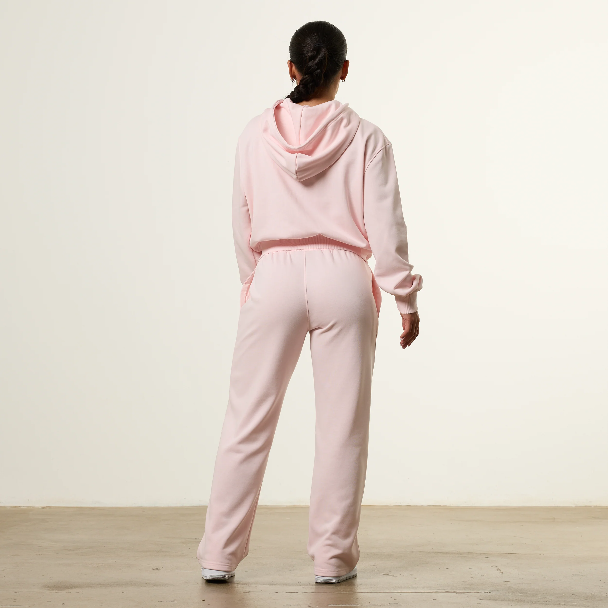 Vanquish Essential Ballet Pink Cropped Zip Through Hoodie - Image 2