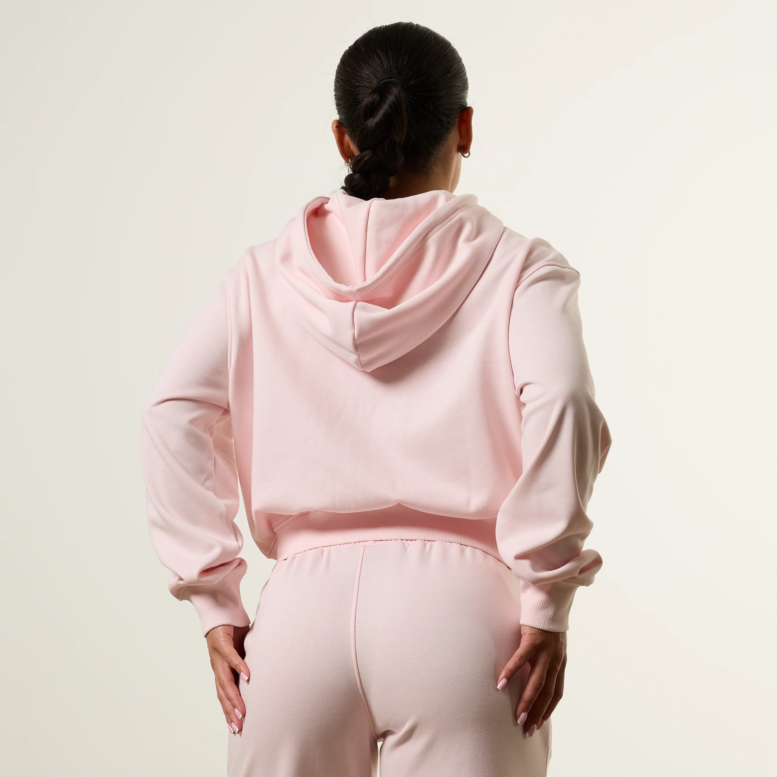 Vanquish Essential Ballet Pink Cropped Zip Through Hoodie - Image 4