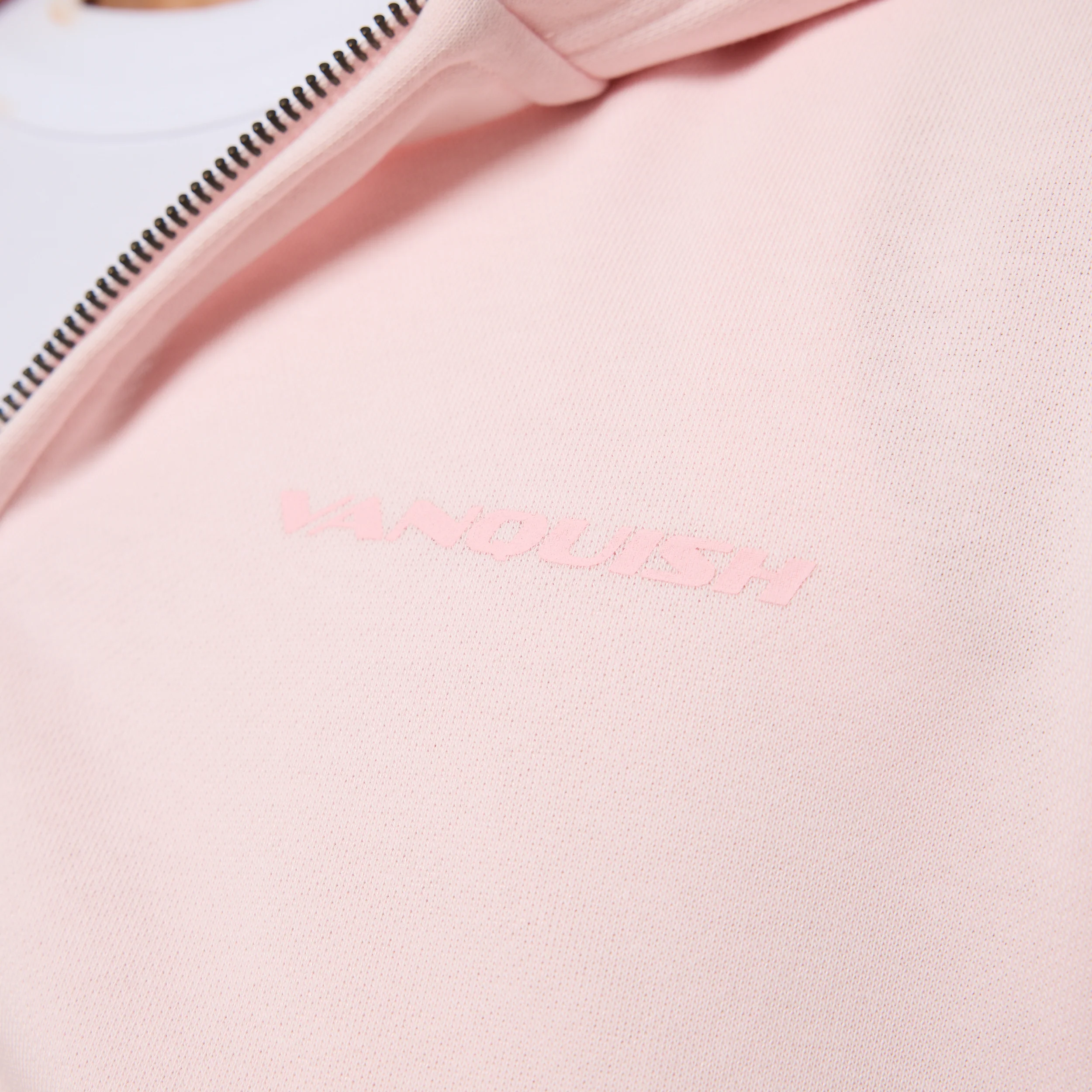 Vanquish Essential Ballet Pink Cropped Zip Through Hoodie - Image 5