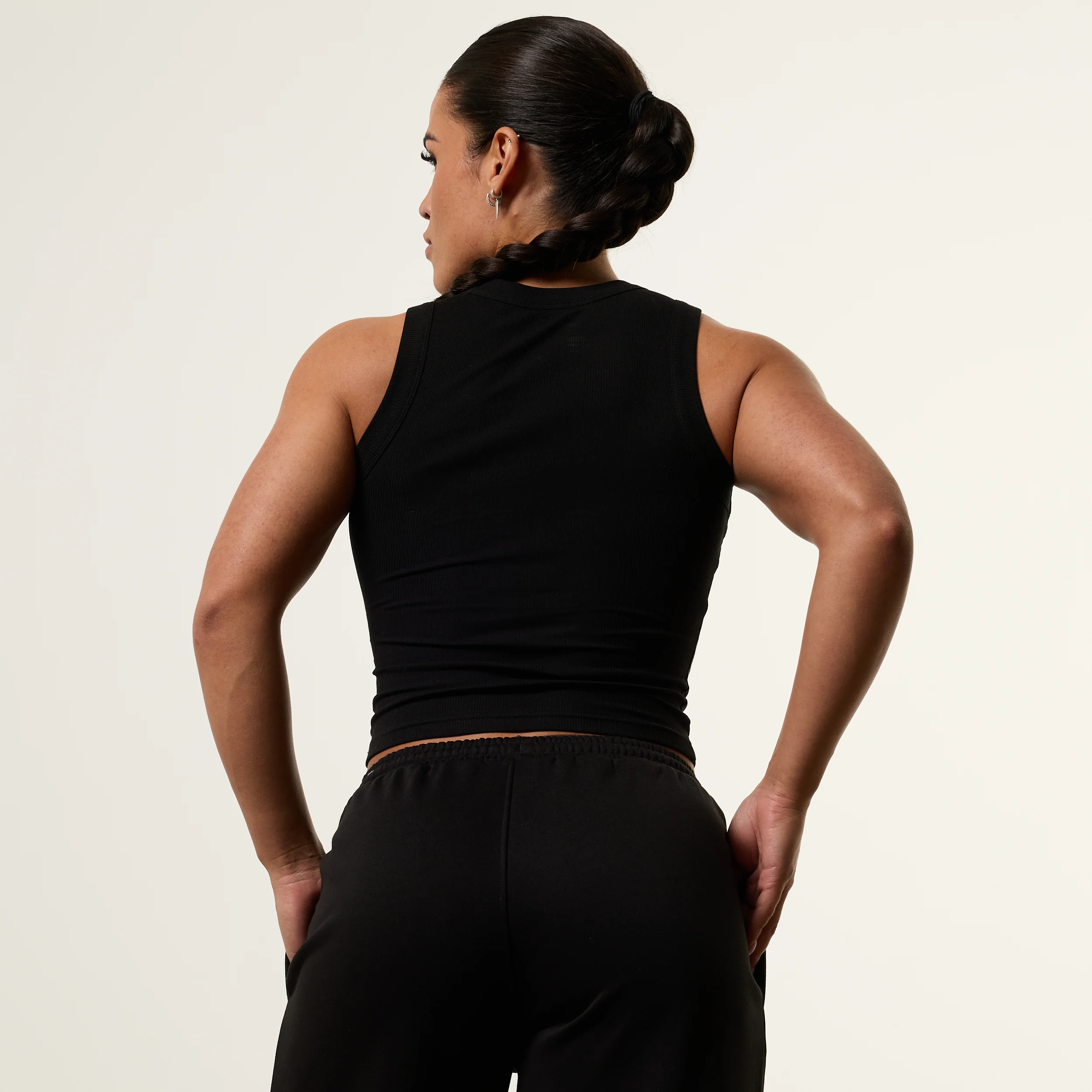 Vanquish Essential Black Longline Ribbed Tank - Image 2