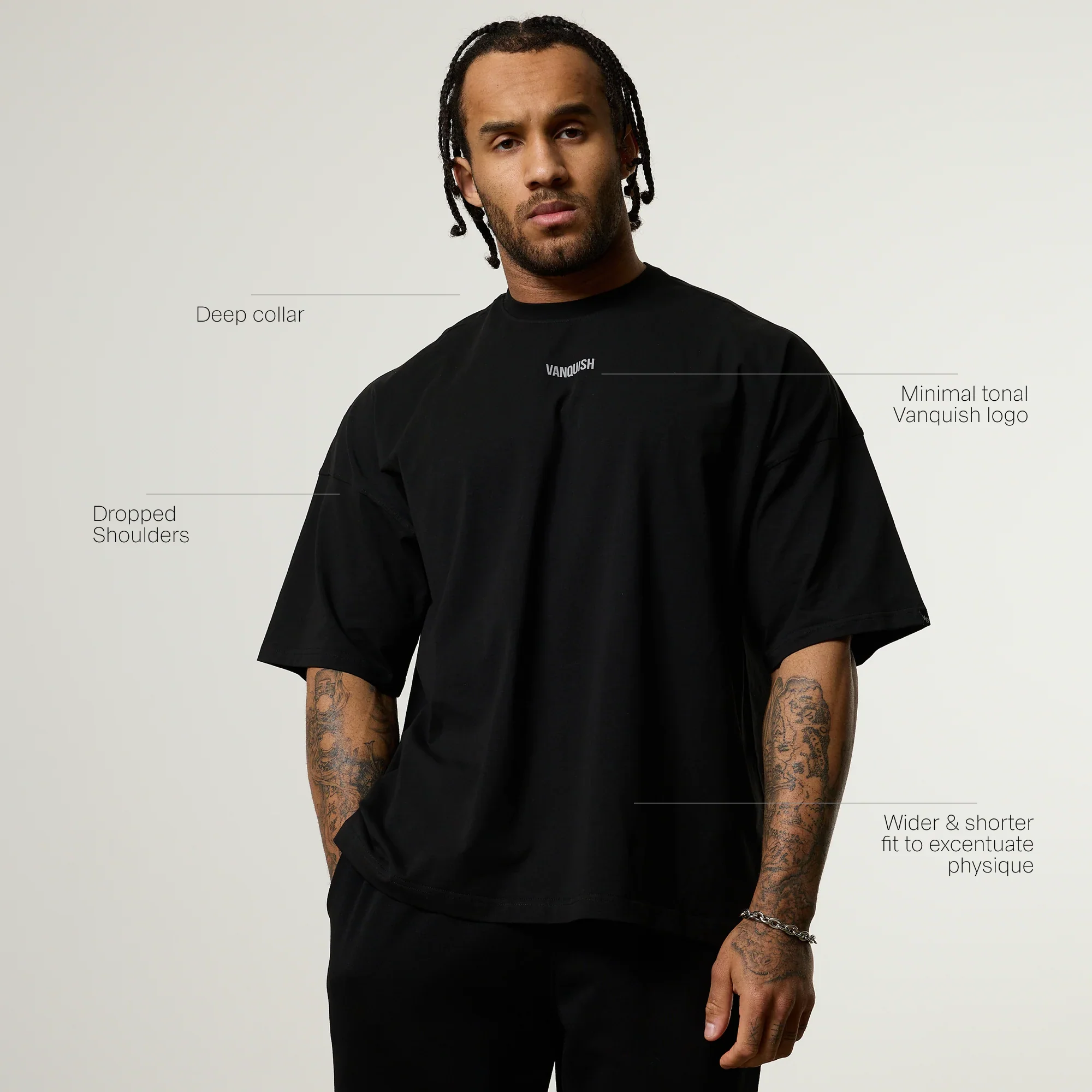 Vanquish Essential V2 Black Oversized Boxy T Shirt - Image 2