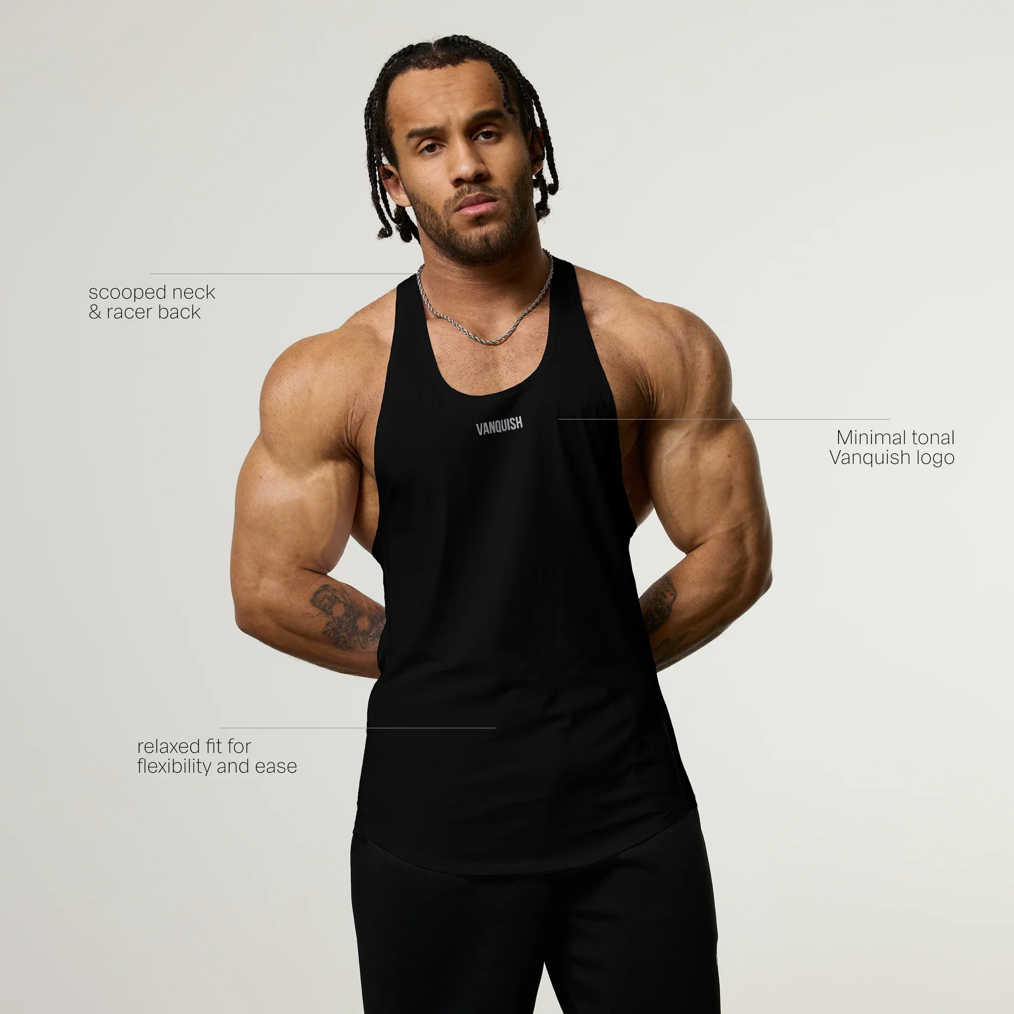 Vanquish Essential V2 Black Stringer Vest - Image 2