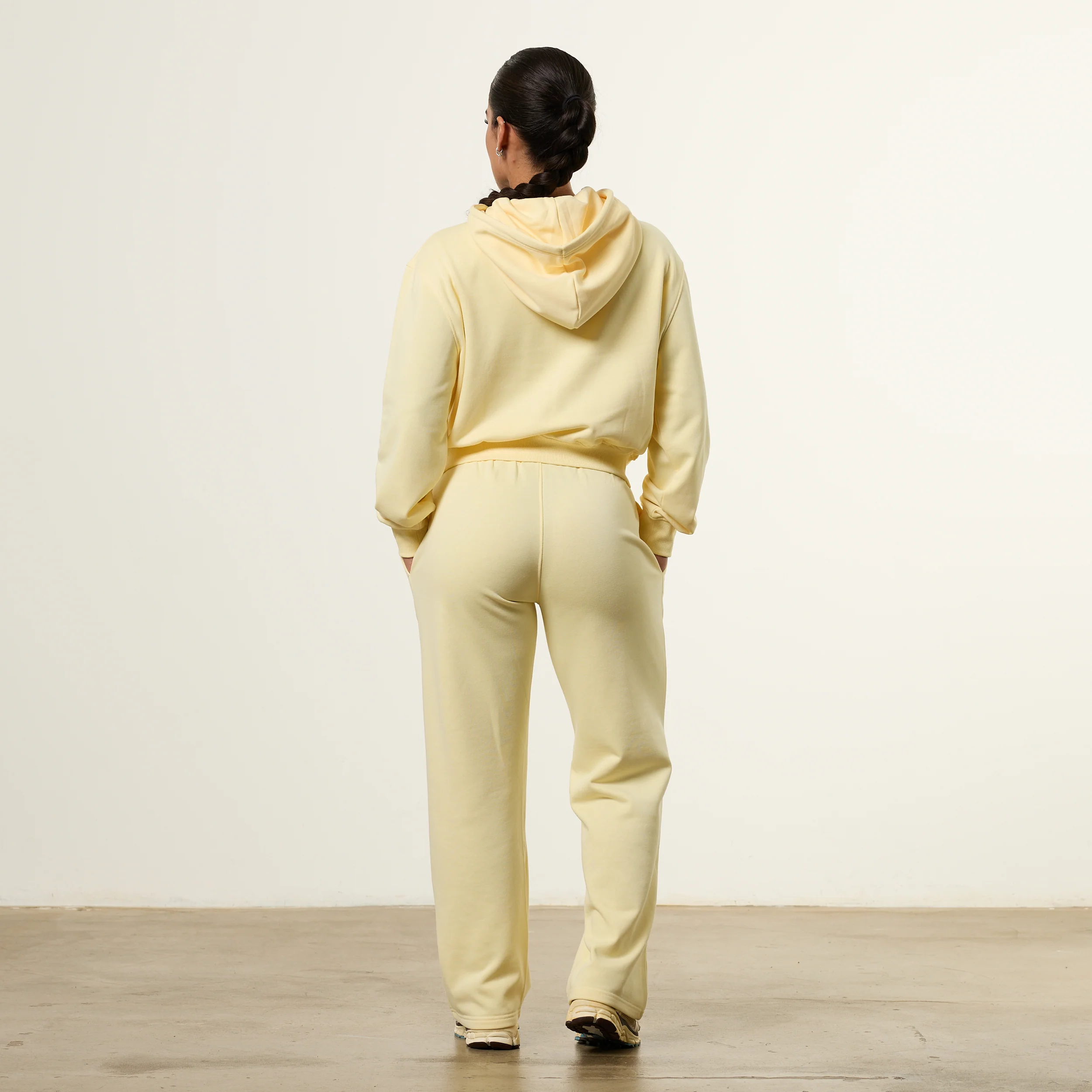 Vanquish Essential Butter Yellow Cropped Zip Through Hoodie - Image 2
