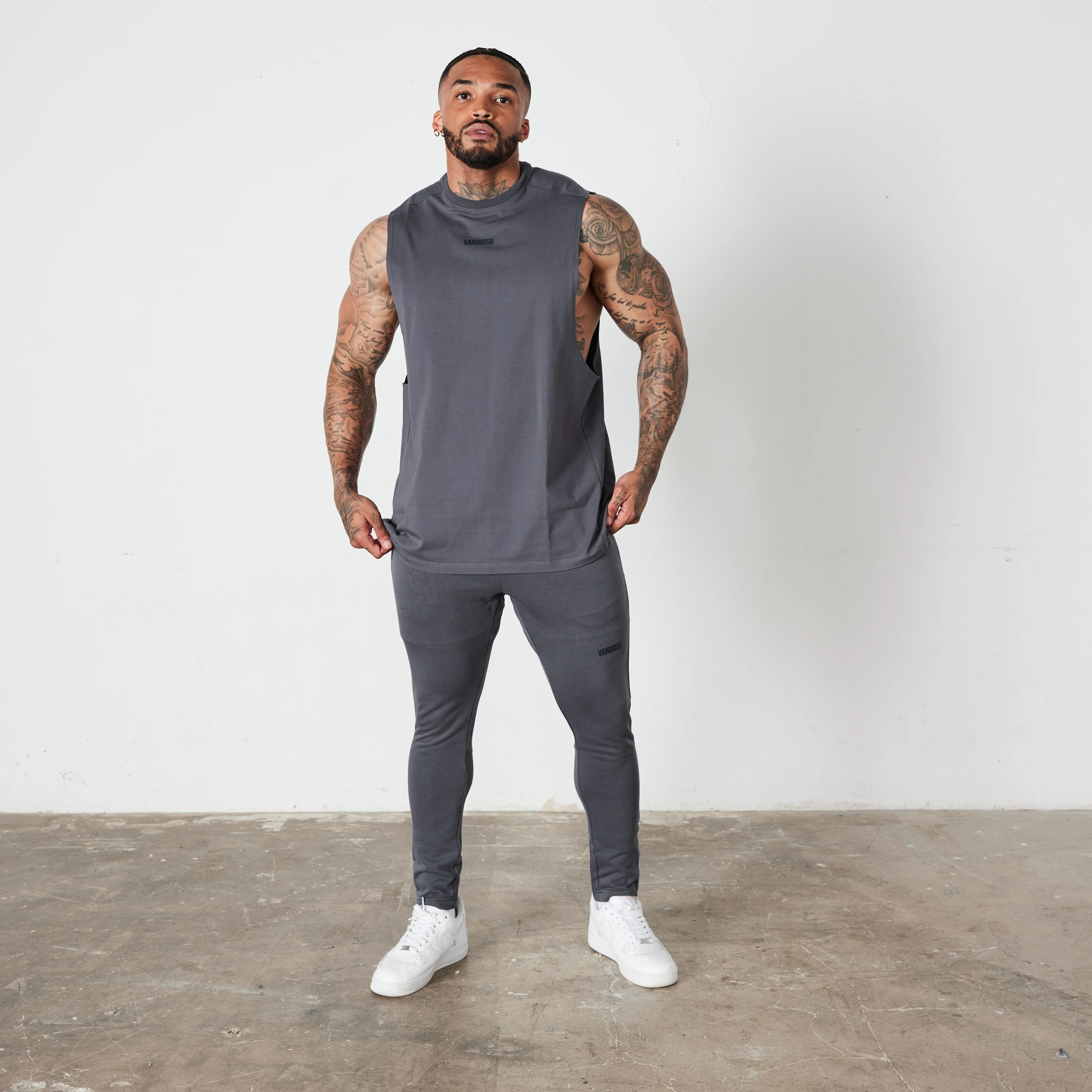 Vanquish Essential Denim Blue Oversized Sleeveless T Shirt - Image 4