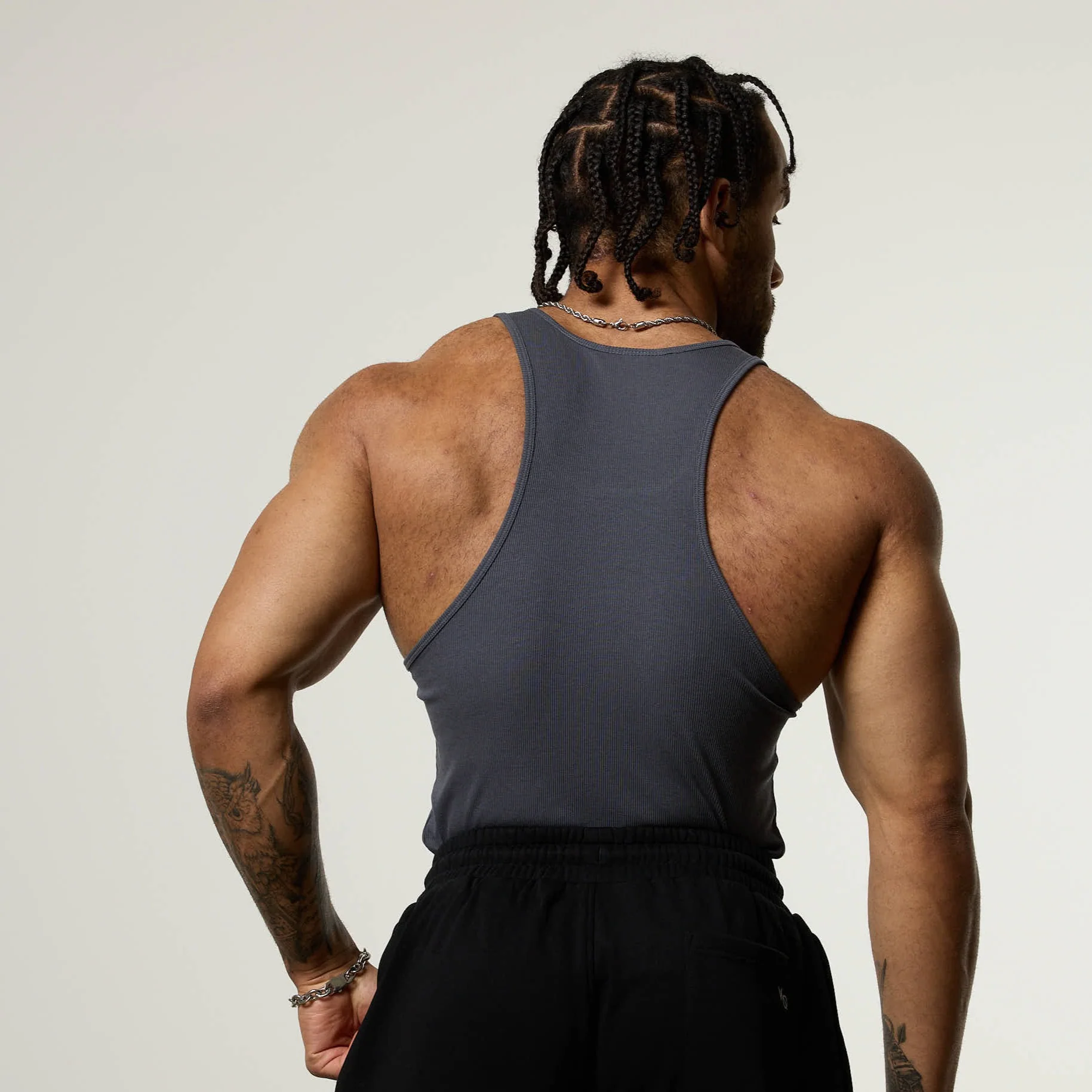 Vanquish Essential V2 Denim Blue Ribbed Tank - Image 3