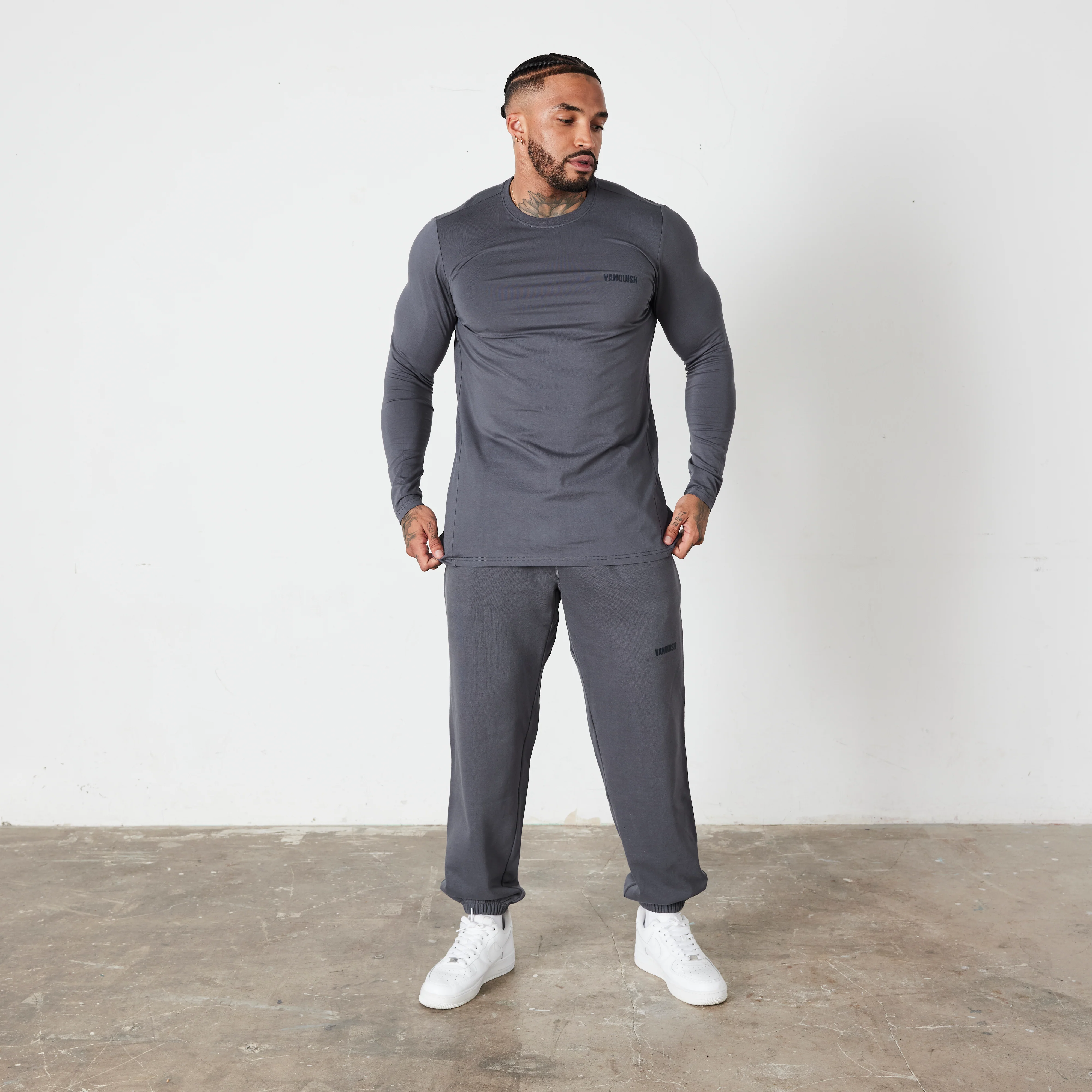 Vanquish Essential Denim Blue Slim Fit Long Sleeve T Shirt - Image 2