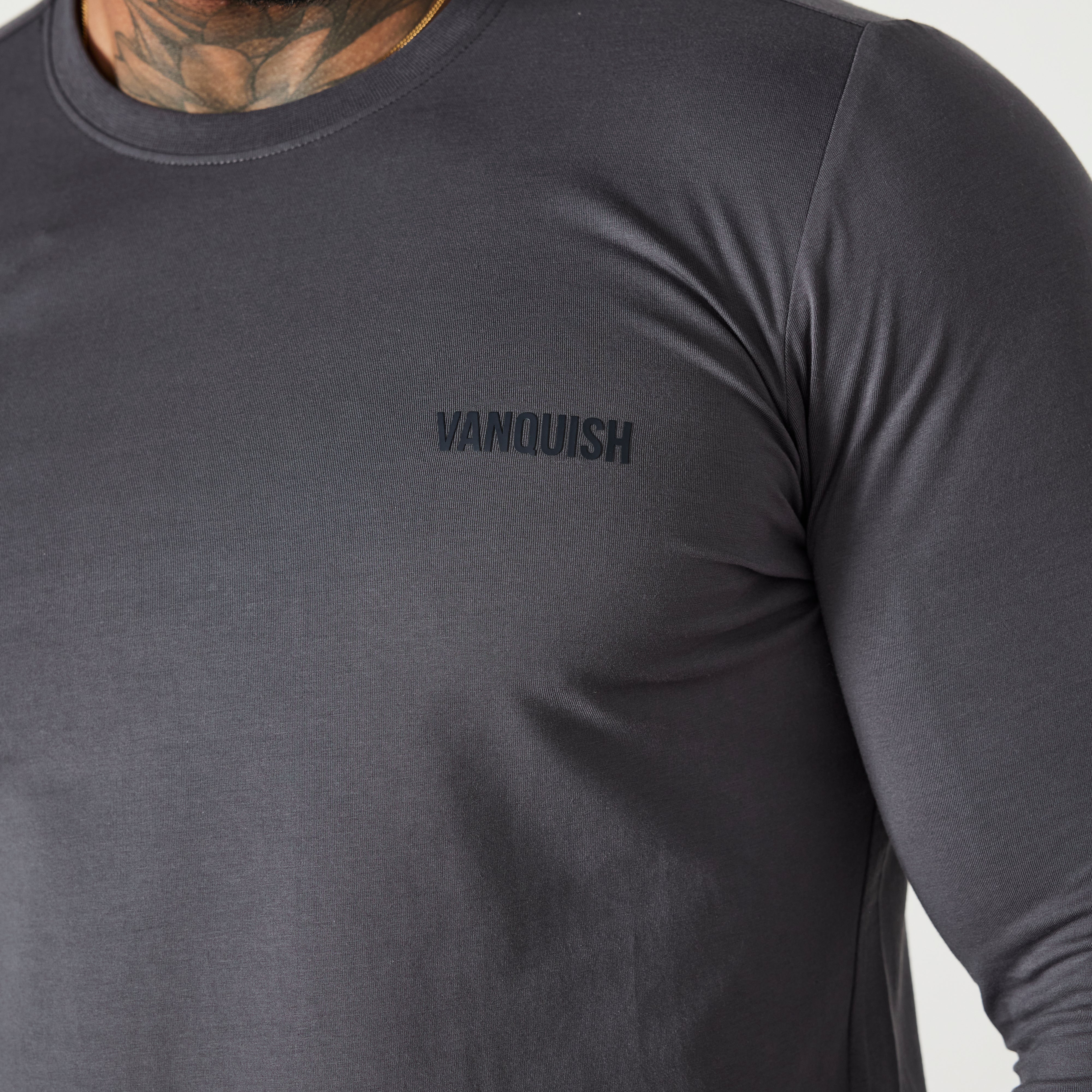 Vanquish Essential Denim Blue Slim Fit Long Sleeve T Shirt - Image 3