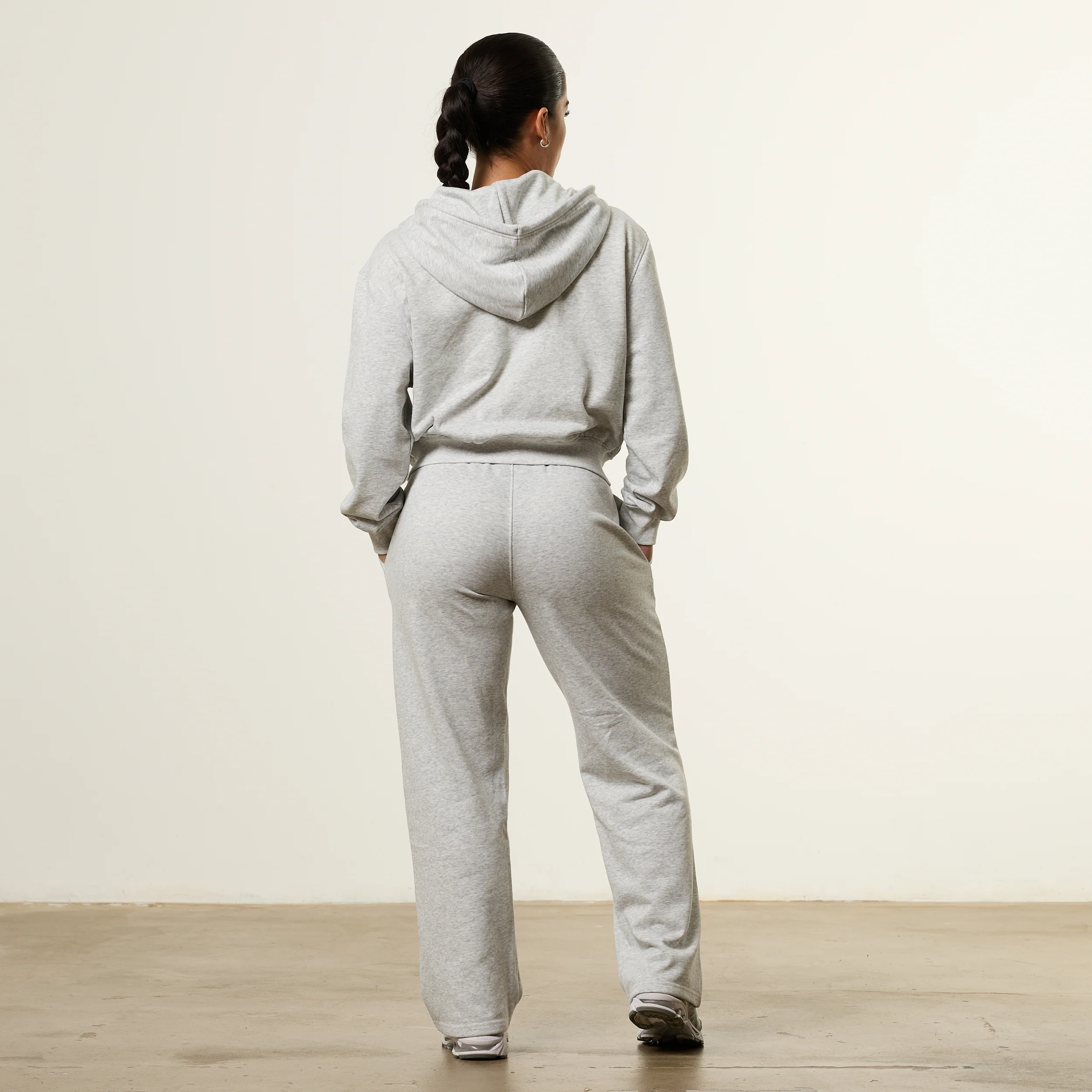 Vanquish Essential Grey Marl Cropped Zip Through Hoodie - Image 2