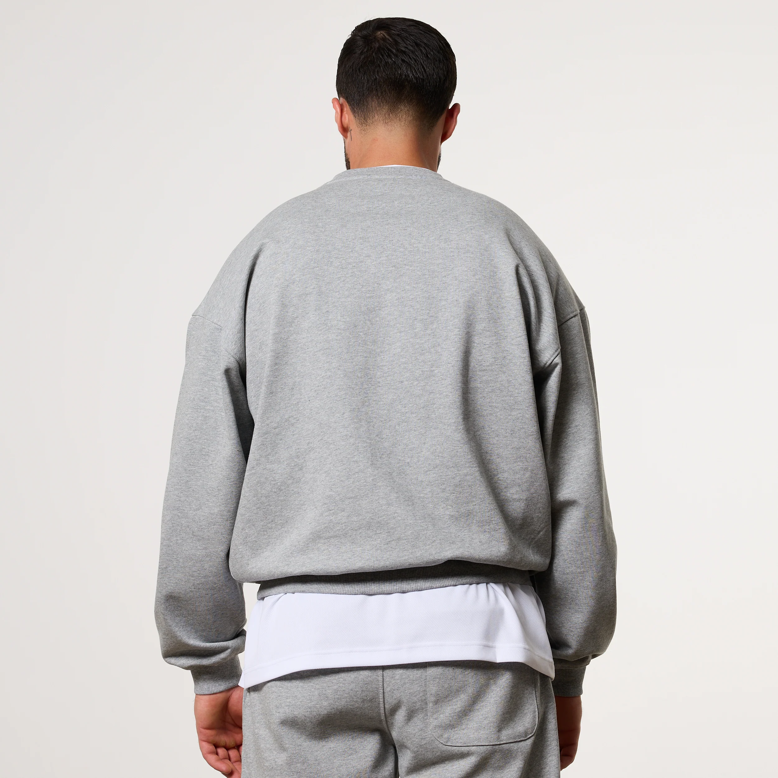 Vanquish Essential V2 Grey Melange Oversized Boxy Sweatshirt - Image 6