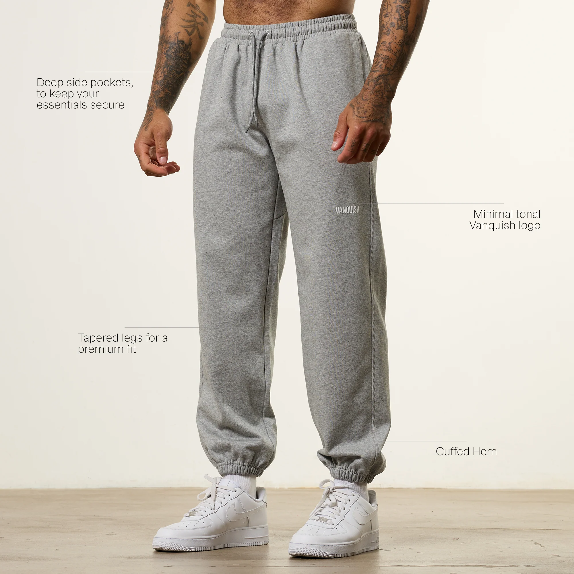 Vanquish Essential Grey Melange Oversized Sweatpants - Image 2